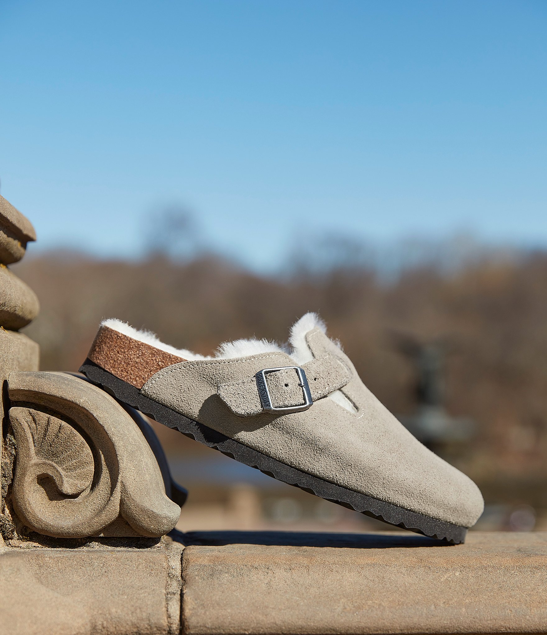 Birkenstock Women's Boston Suede Shearling-Lined Clogs