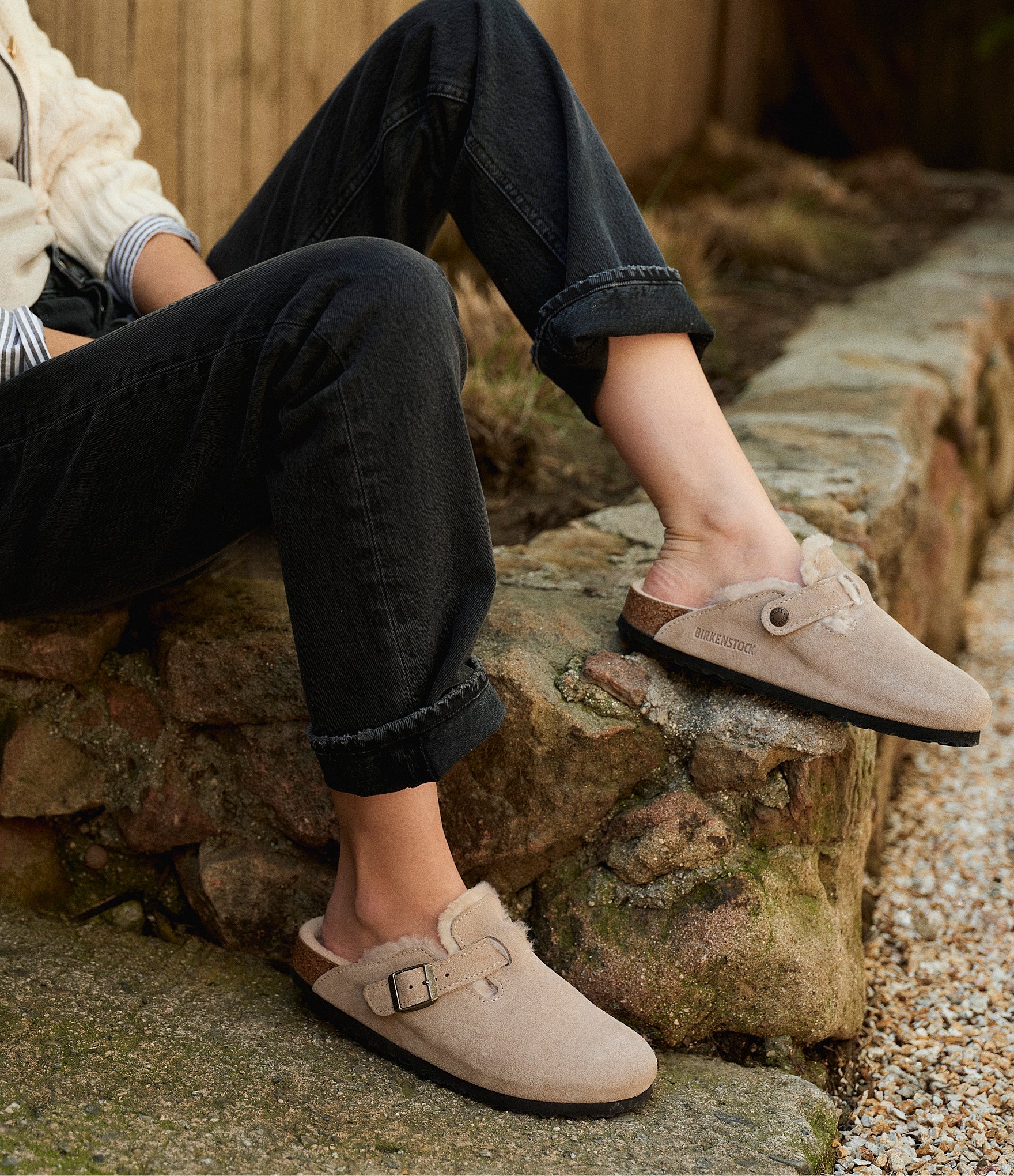 Birkenstock Women's Boston Suede Shearling-Lined Clogs