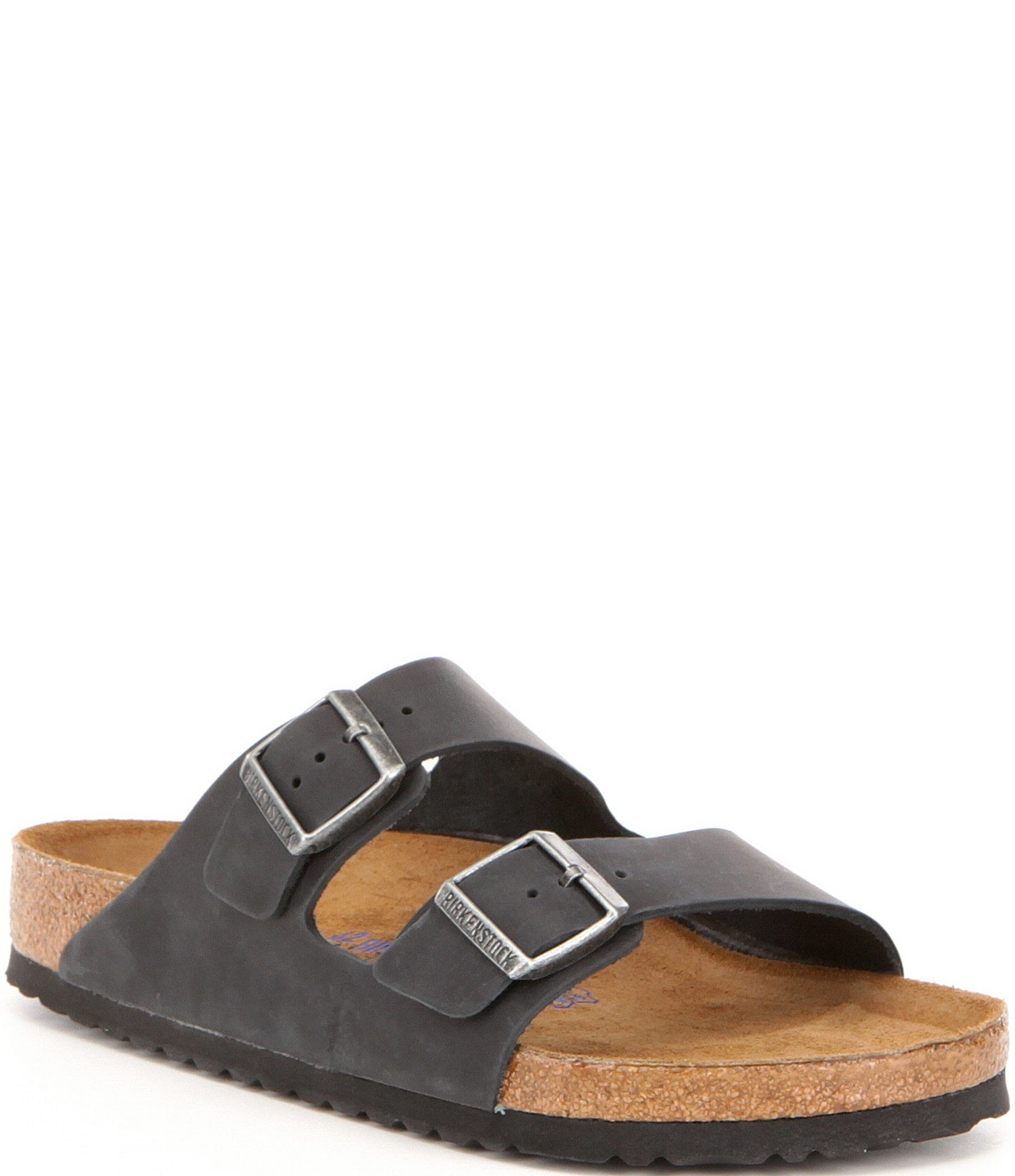 Birkenstock Men's Arizona Oiled Leather Soft Footbed Slip-On Sandals ...