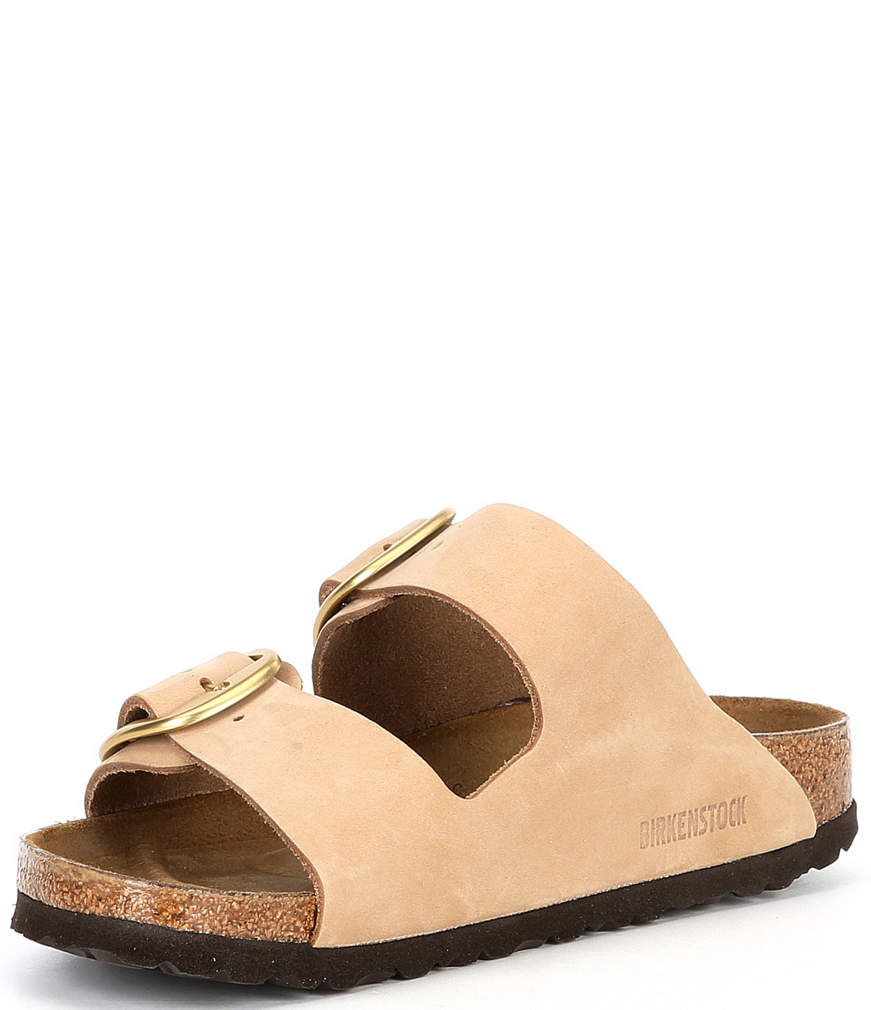 Birkenstock Women's Arizona Suede Nubuck Big Buckle Detail Slide Sandals