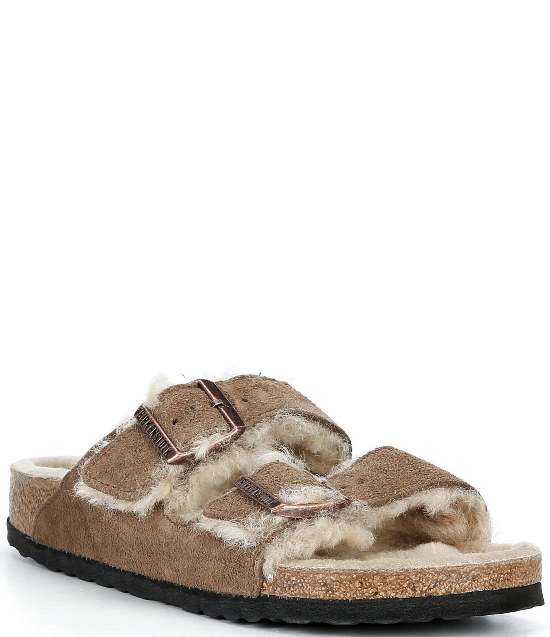 Birkenstock Women's Arizona Suede Shearling Slide Sandals