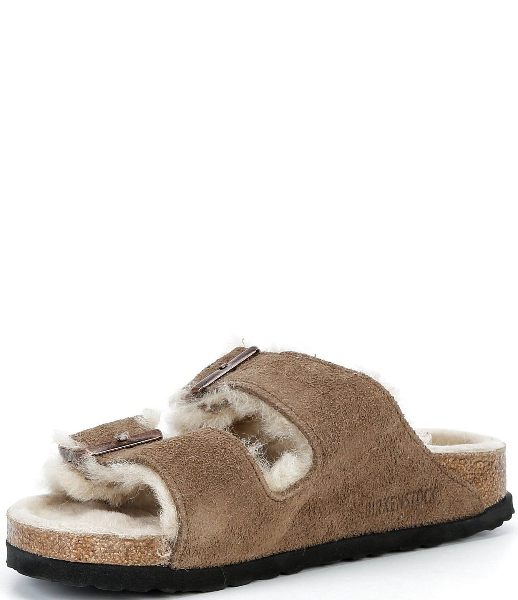 Birkenstock Women's Arizona Suede Shearling Slide Sandals