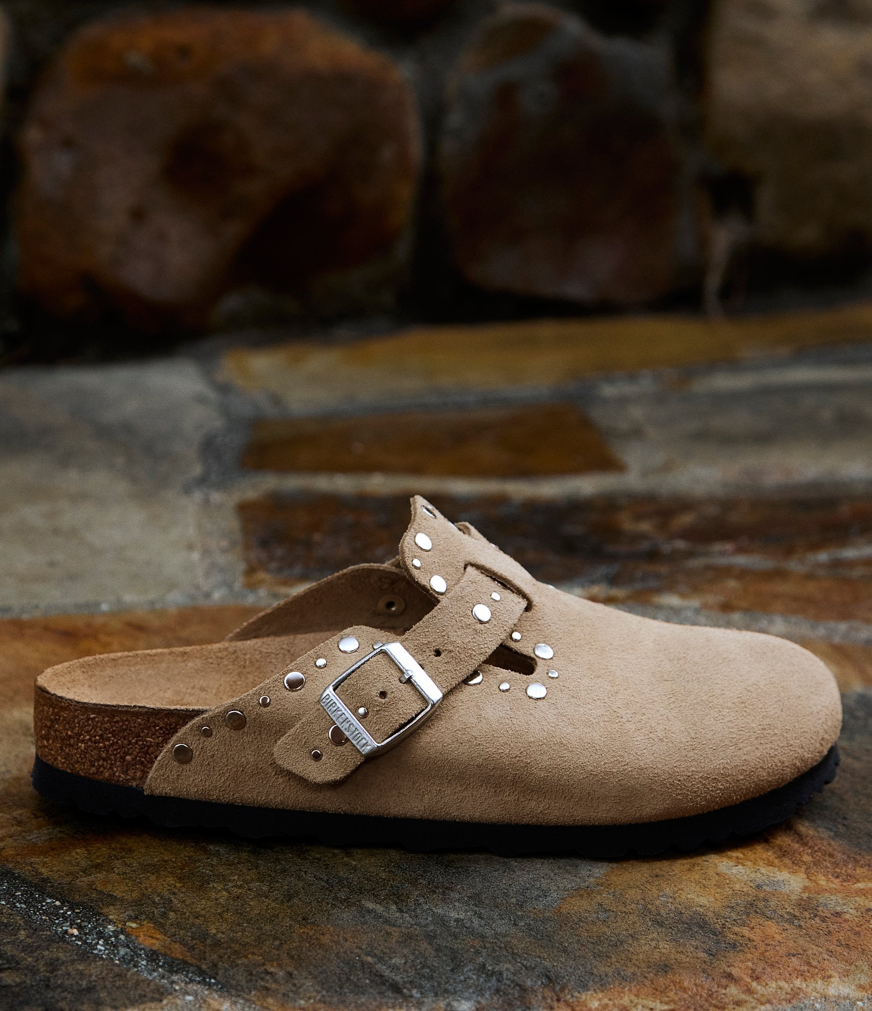 Birkenstock Women's Boston Suede Rivet Studded Clogs