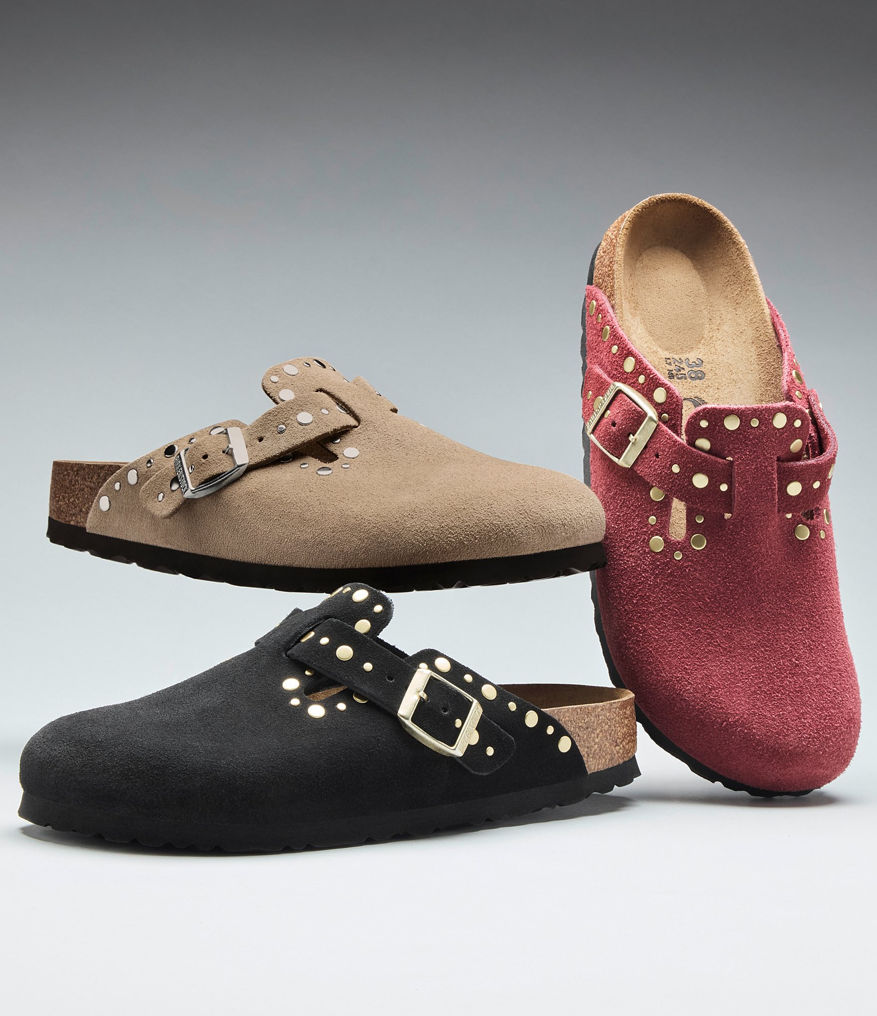 Birkenstock Women's Boston Suede Rivet Studded Clogs