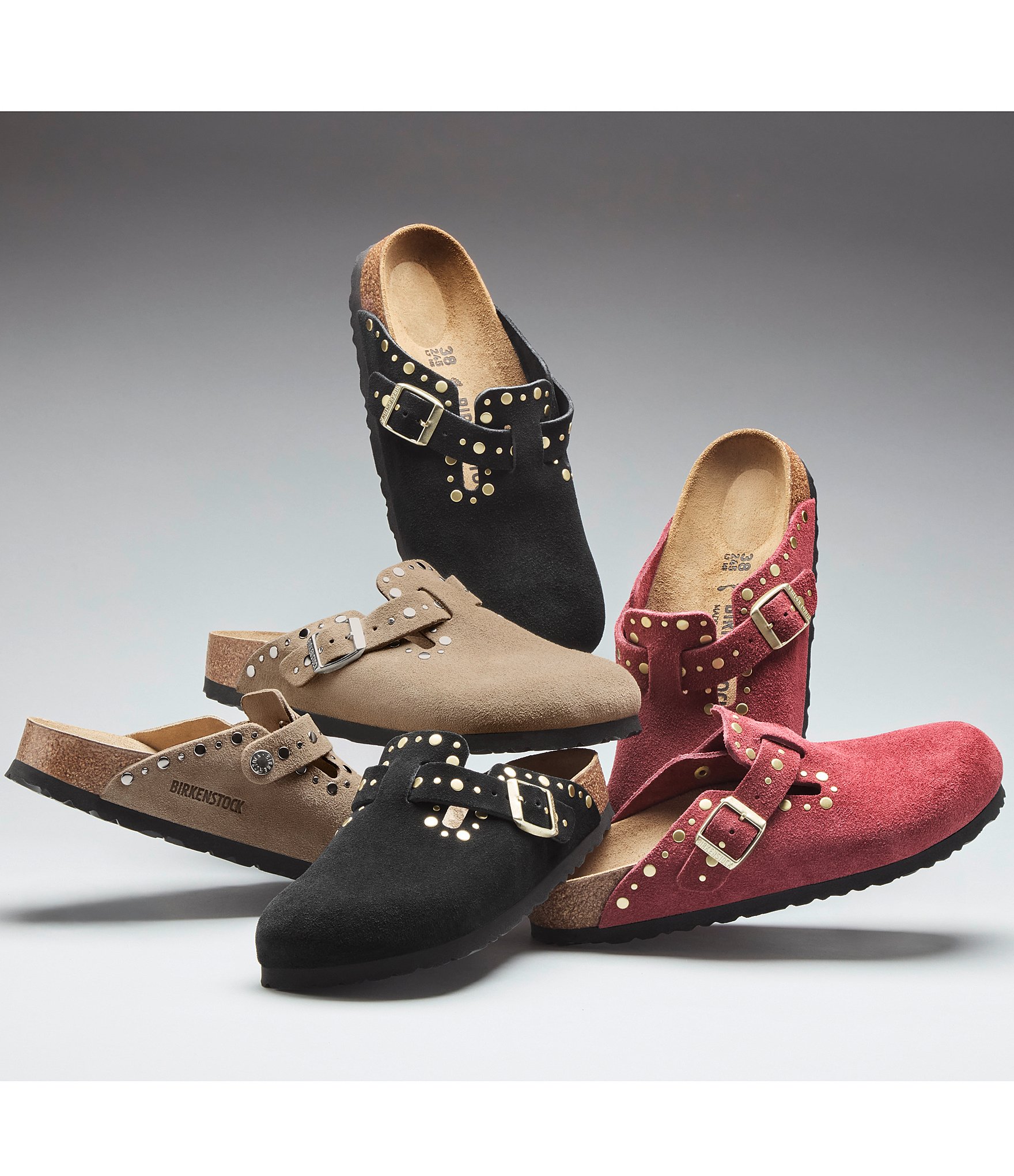 Birkenstock Women's Boston Suede Rivet Studded Clogs