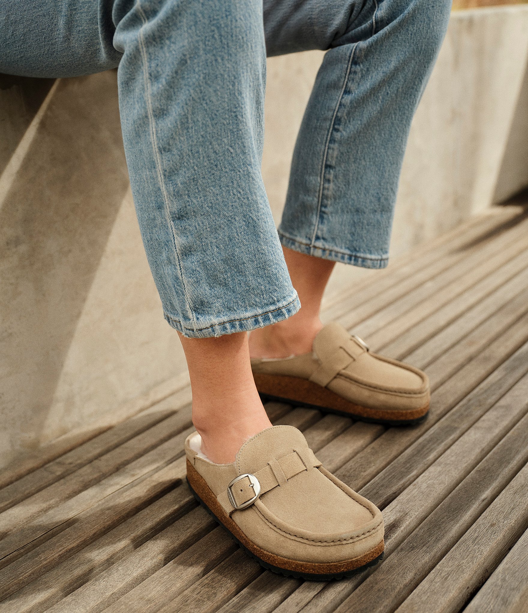 Birkenstock Women's Buckley Suede Shearling Clogs