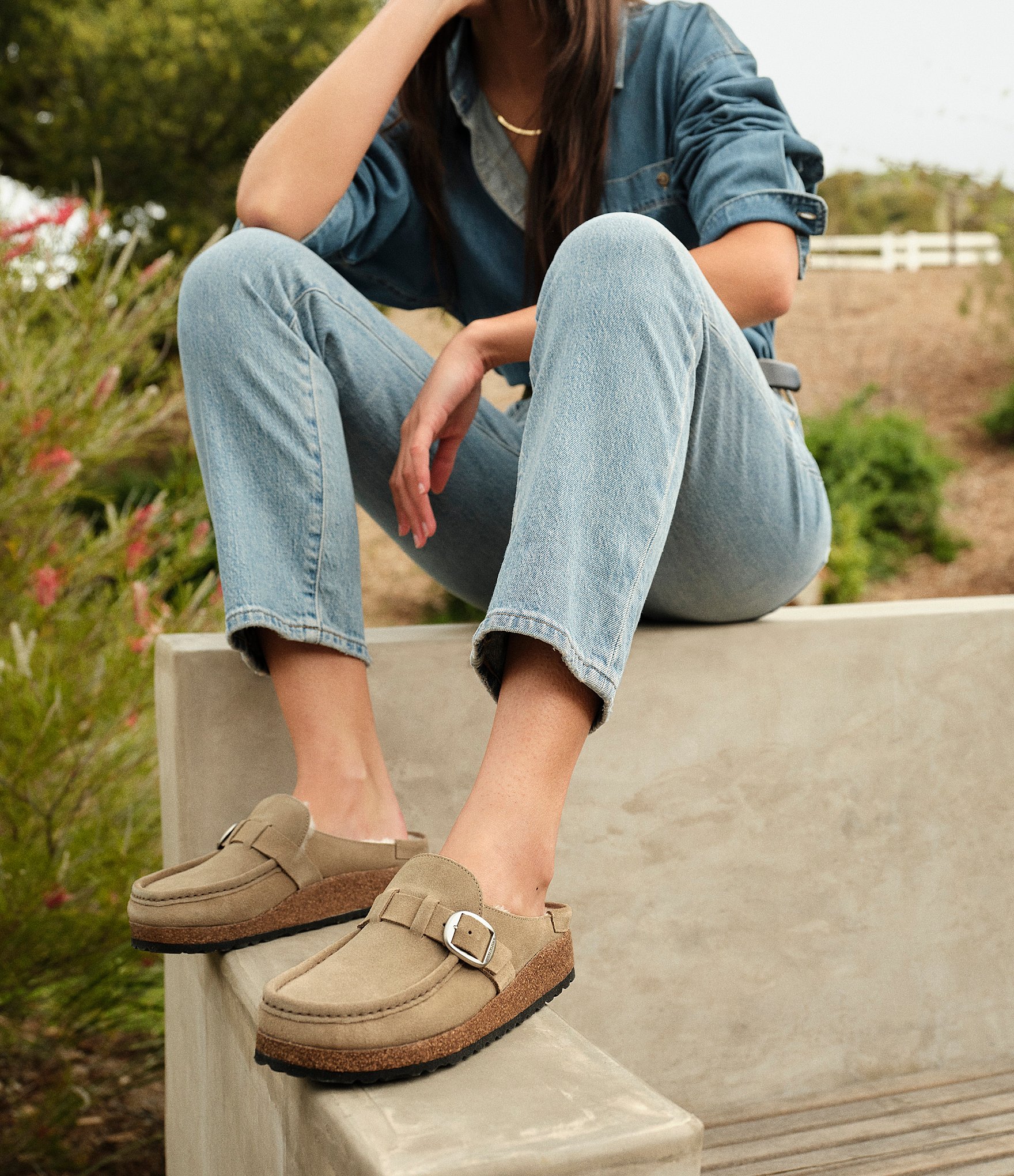 Birkenstock Women's Buckley Suede Shearling Clogs