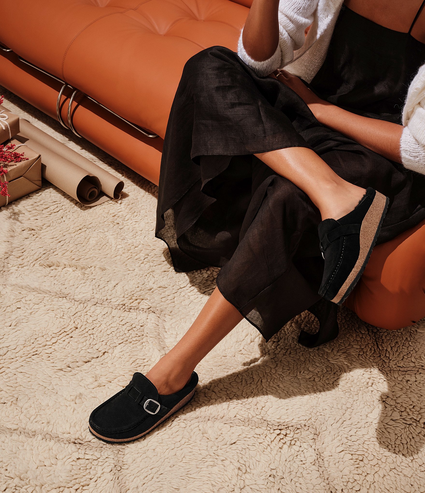 Birkenstock Women's Buckley Suede Shearling Clogs