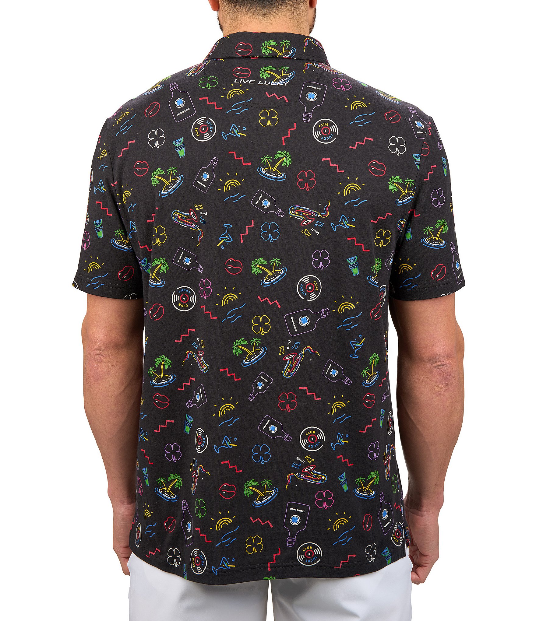 BLACK CLOVER Good Vibes Short Sleeve Printed Polo Shirt