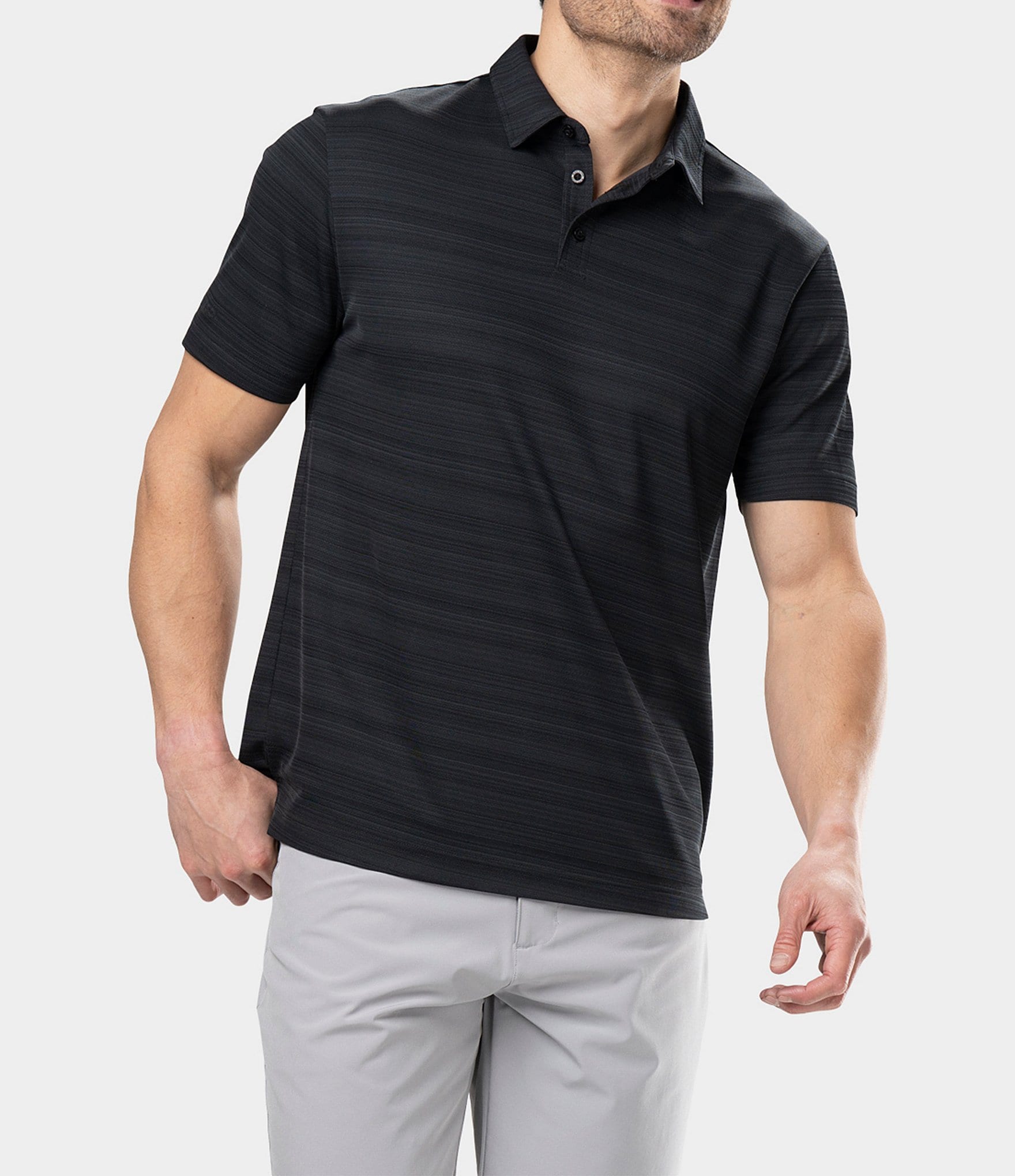 BLACK CLOVER Short Sleeve Square Printed Athletic Knit Polo Shirt