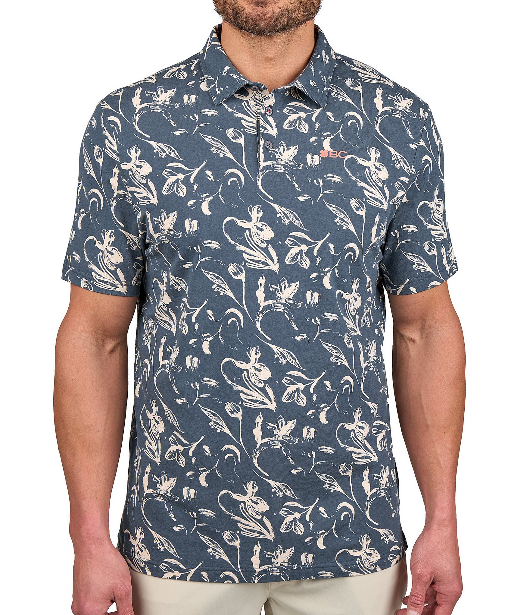 BLACK CLOVER Sway Cool Printed Short Sleeve Polo Shirt