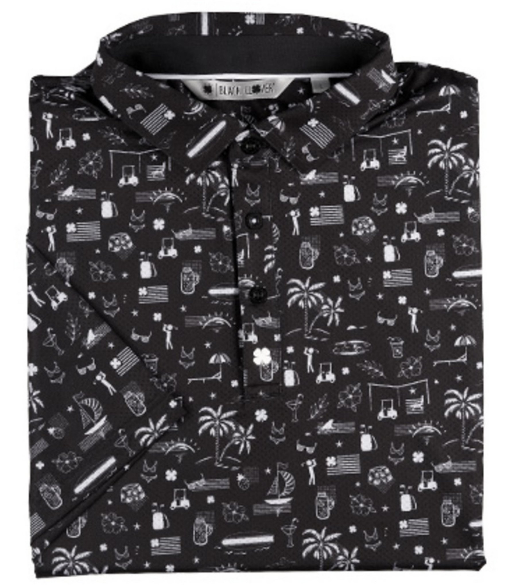 BLACK CLOVER Vacation Nation Short Sleeve Printed Polo Shirt
