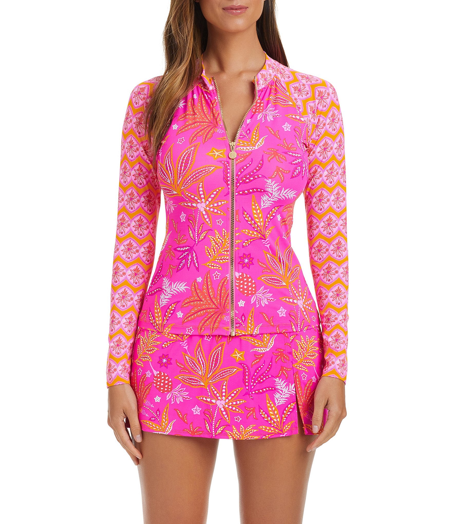 Bleu Rod Beattie Desert Bloom Stand Collar Zip Front