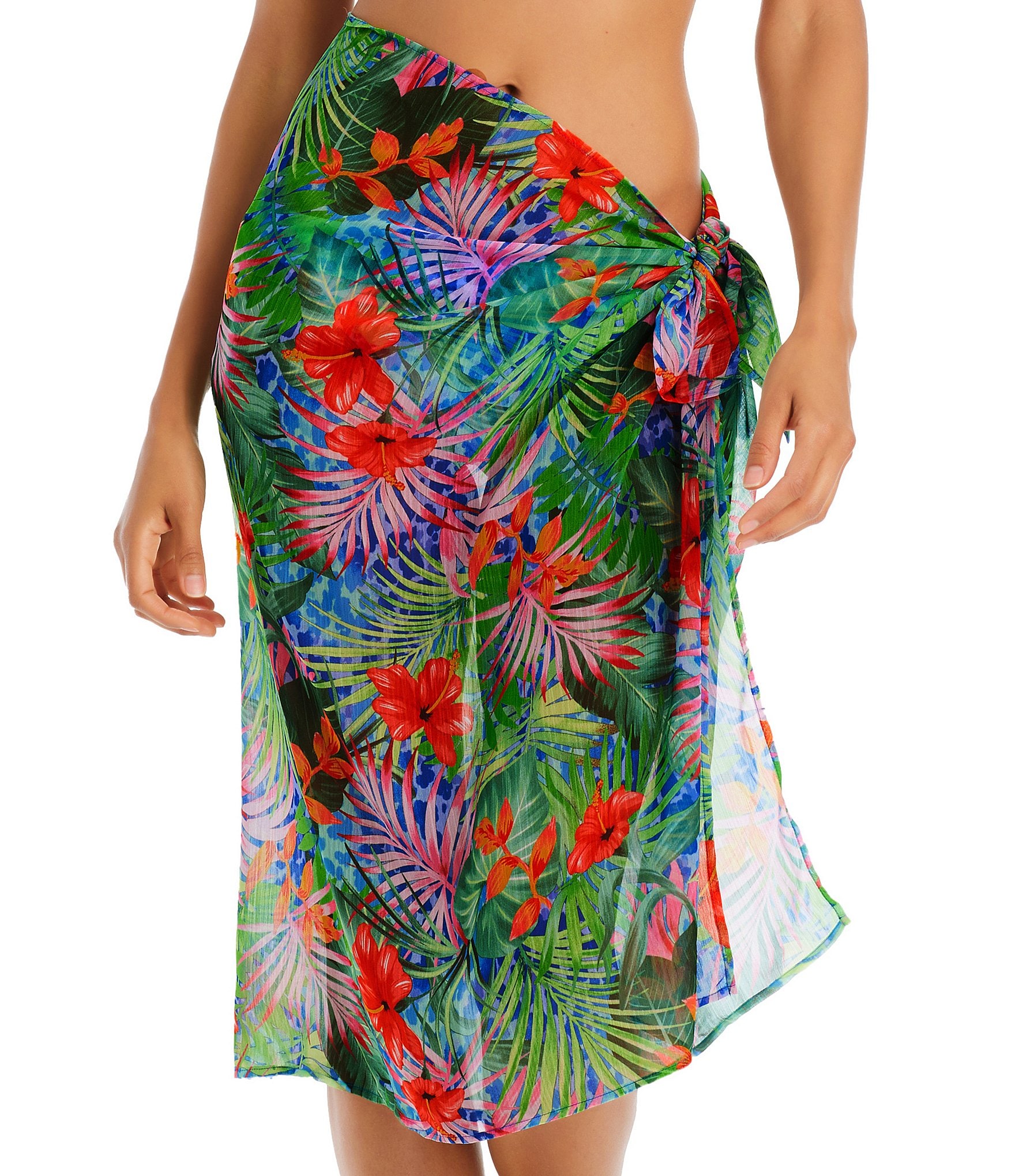 Bleu Rod Beattie Tropical Flight Floral Print Pareo Cover Up | Dillard's