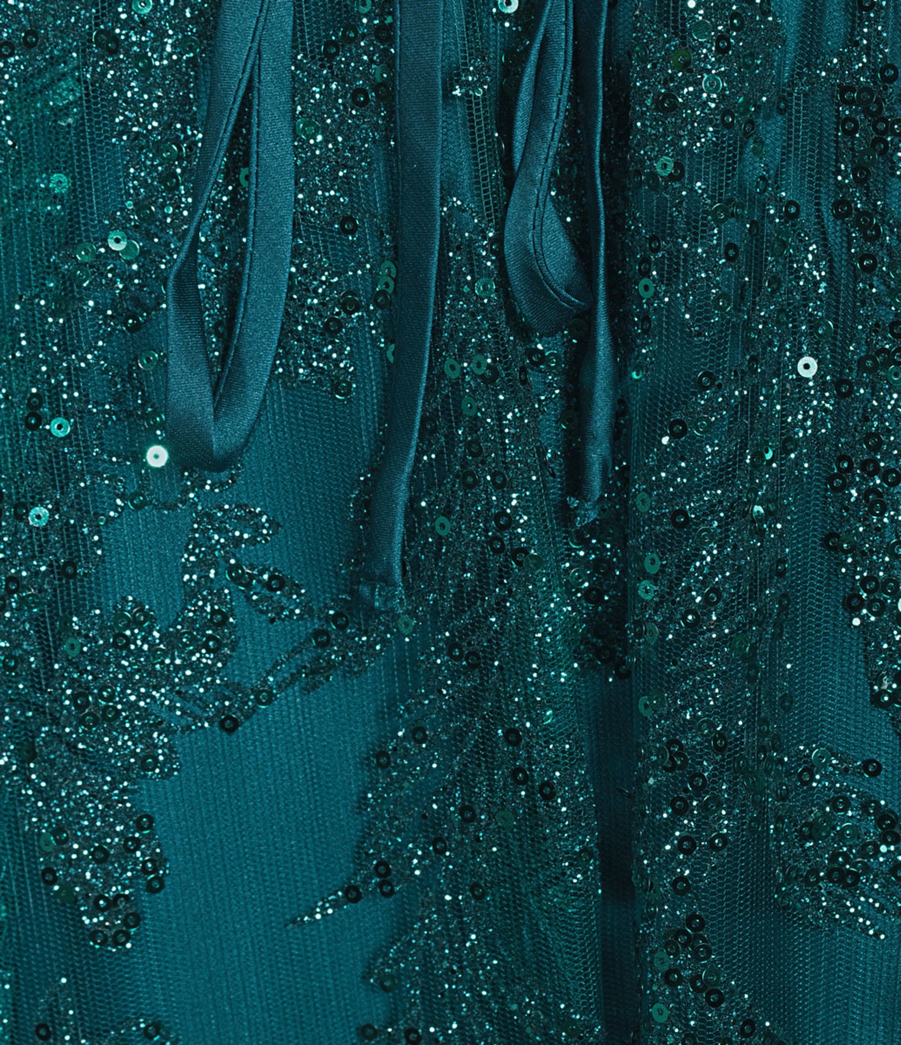 Blondie Nites Glitter Sequin Accent Notch Front Lace Up Back Ball Gown