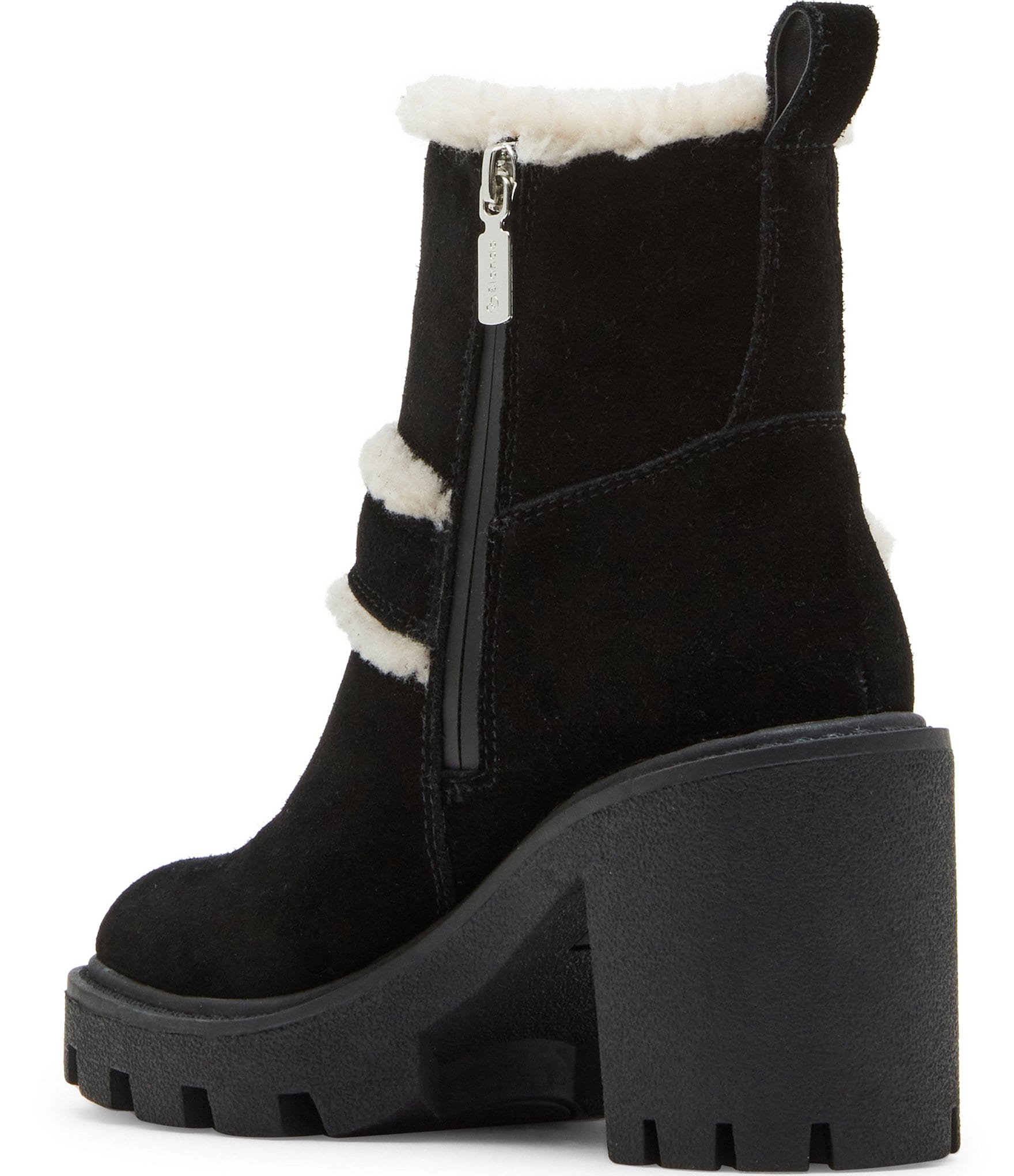 Blondo Teryn Waterproof Suede Faux Shearling Block Heel Booties