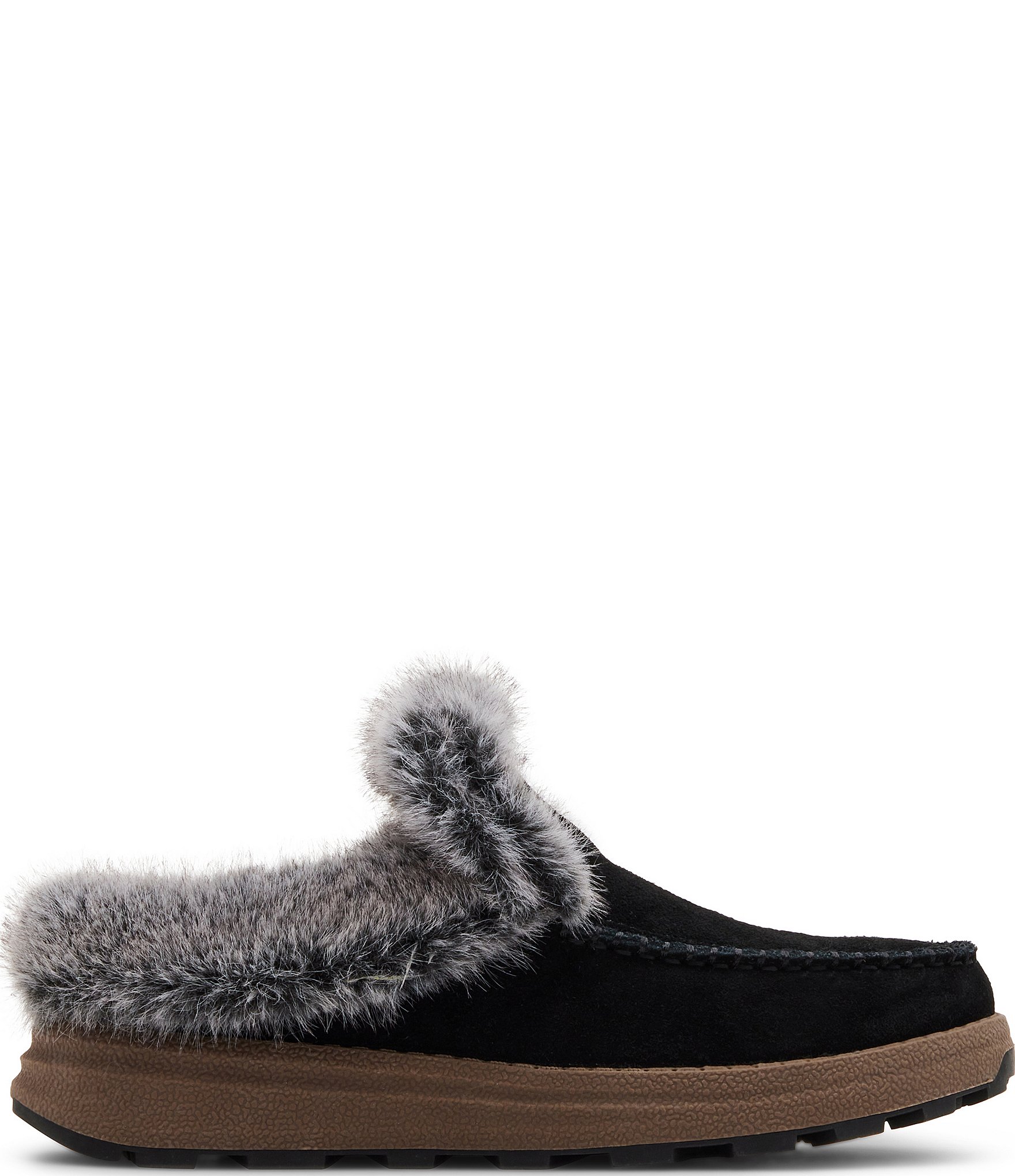 Blondo Victor Waterproof Suede Faux Fur Accented Mule Loafers