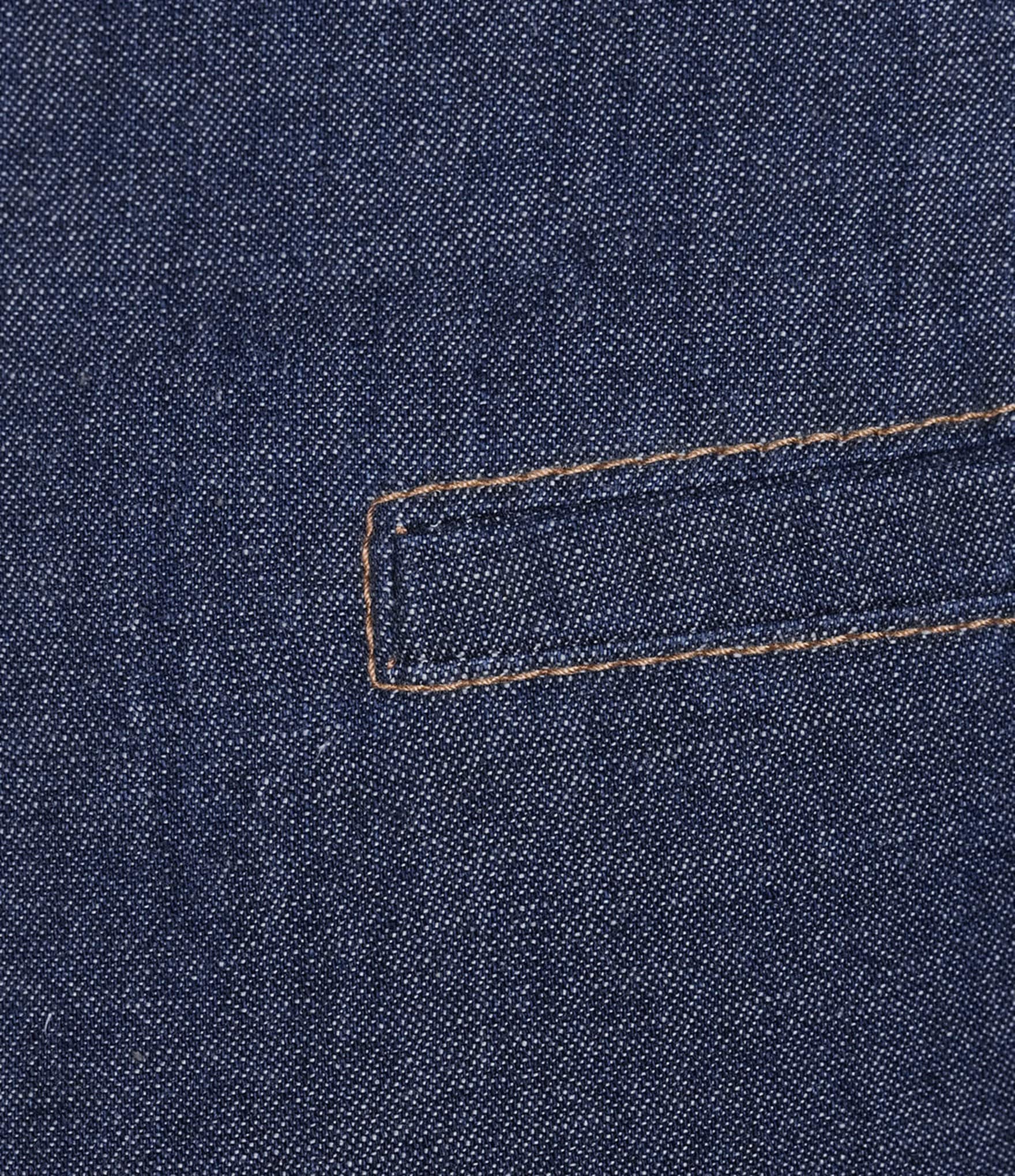 Blu Pepper Chambray Mid Rise Flat Front Wide Leg Pants