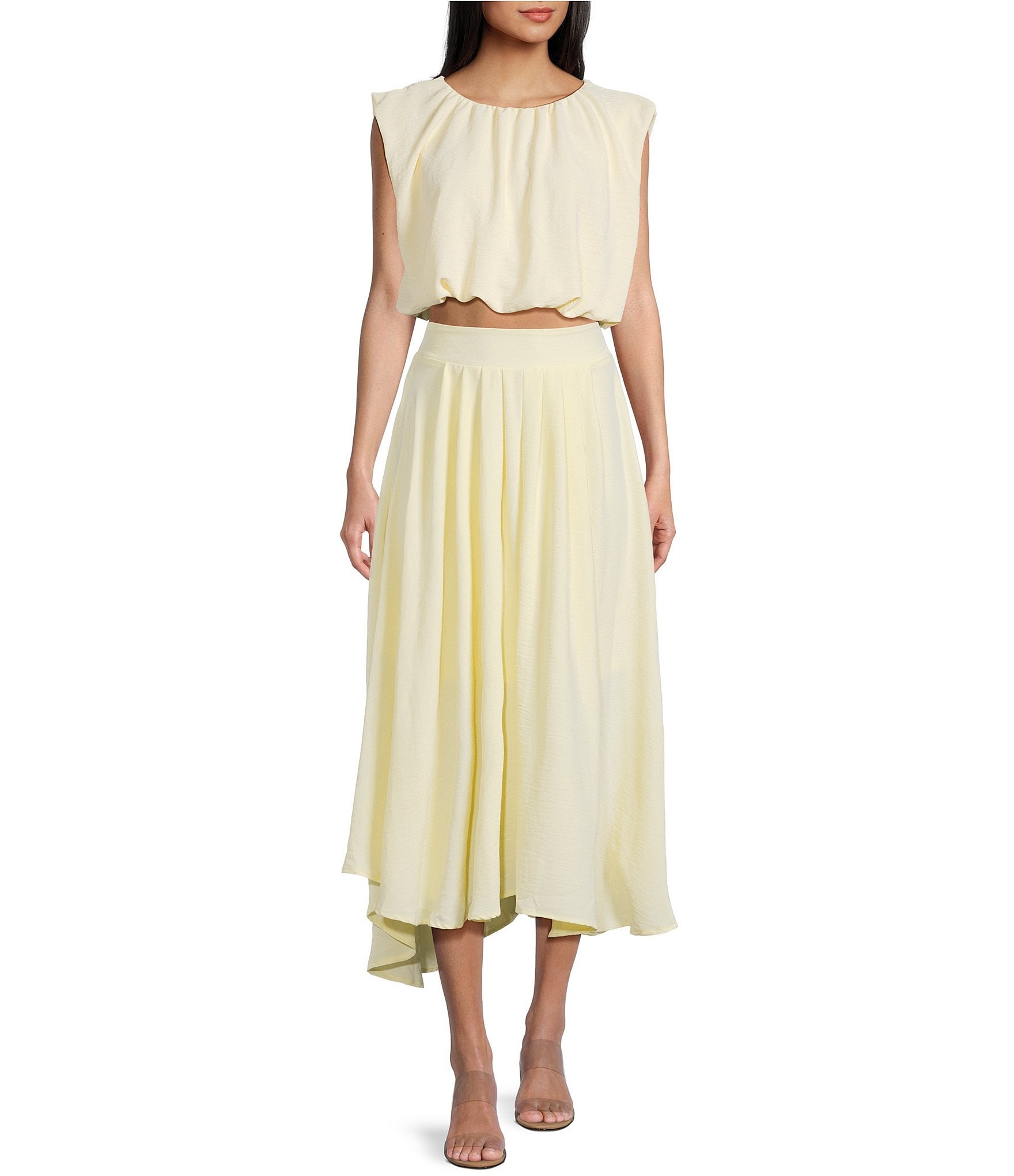 Blu Pepper Coordinating Sleeveless Cropped Tie Back Bubble Top