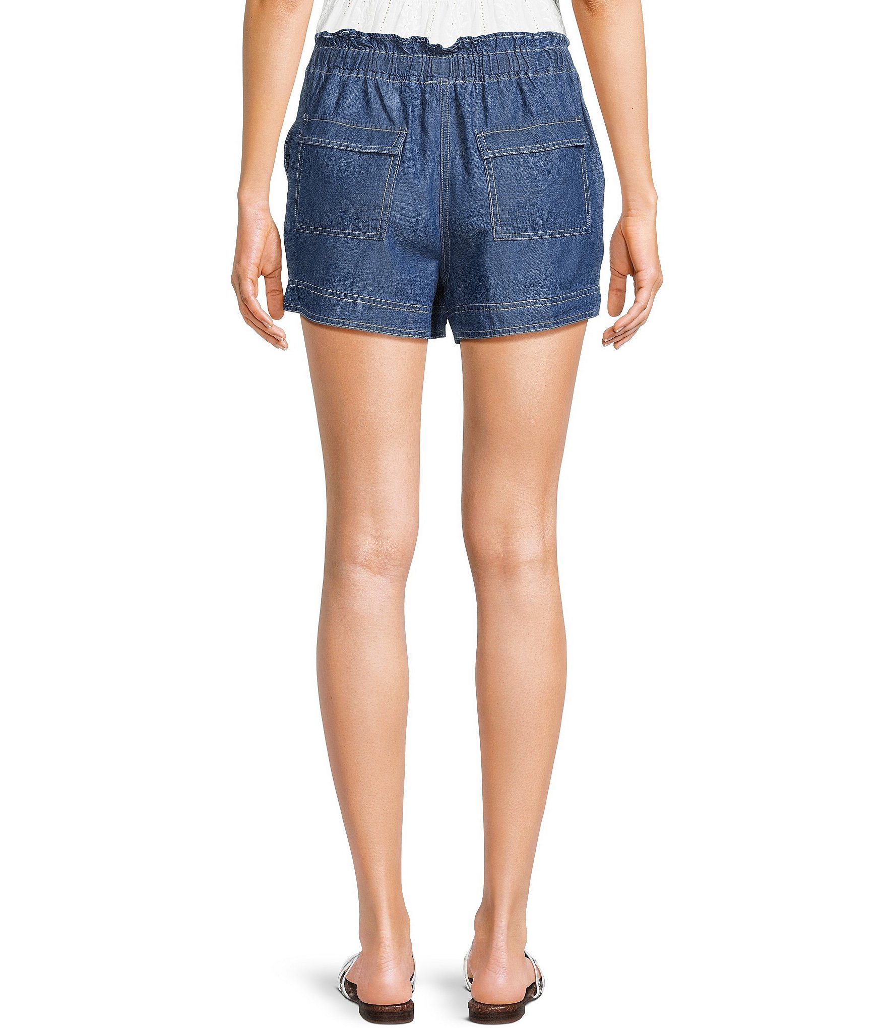 Blu Pepper Denim Tie Front Shorts