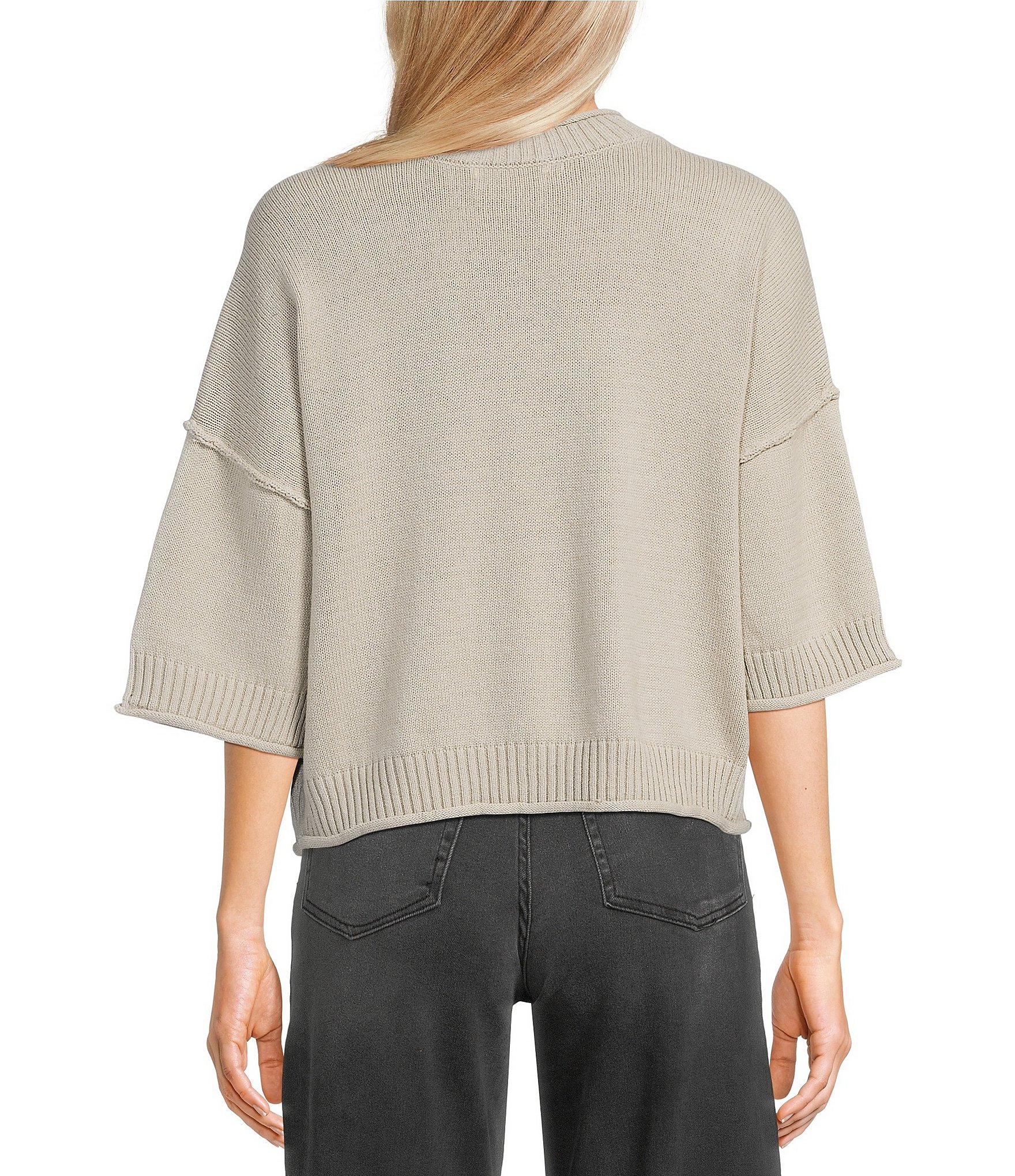 Blu Pepper Exposed Seam Drop Shoulder Sweater