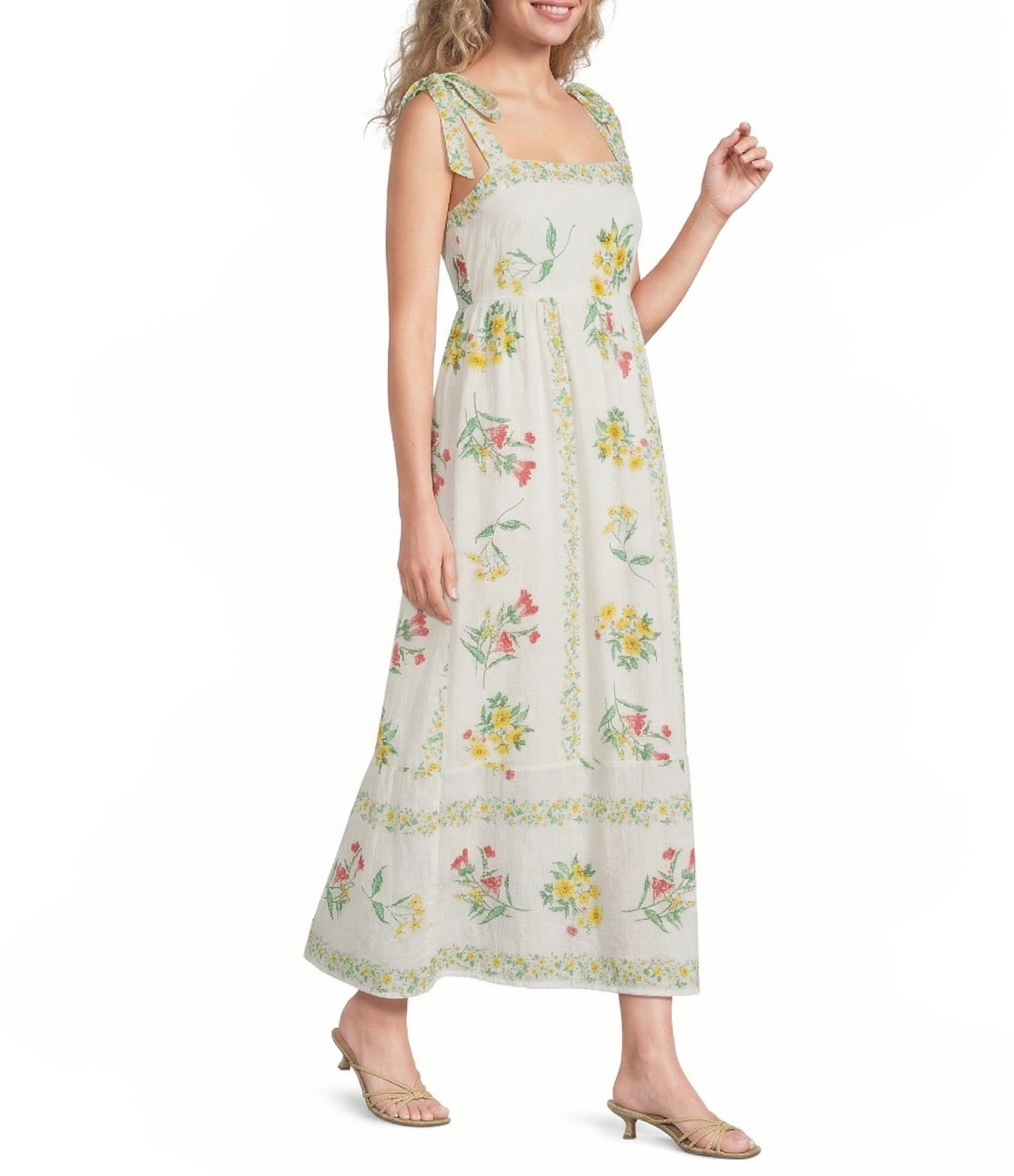 flared cape dress Tulle Flared Dress with Floral Cape White / US 12 main image 1
