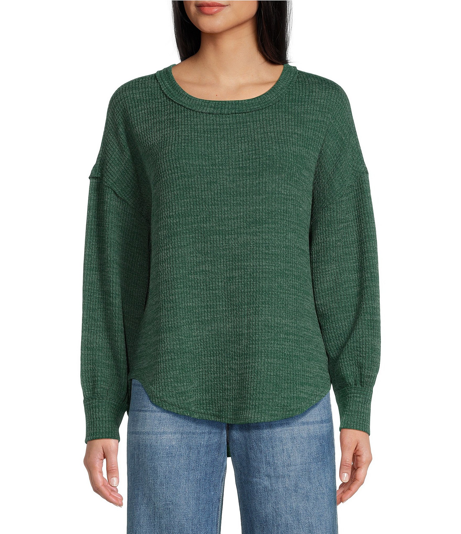 Blu Pepper Long Sleeve Crew Neck Pullover Top