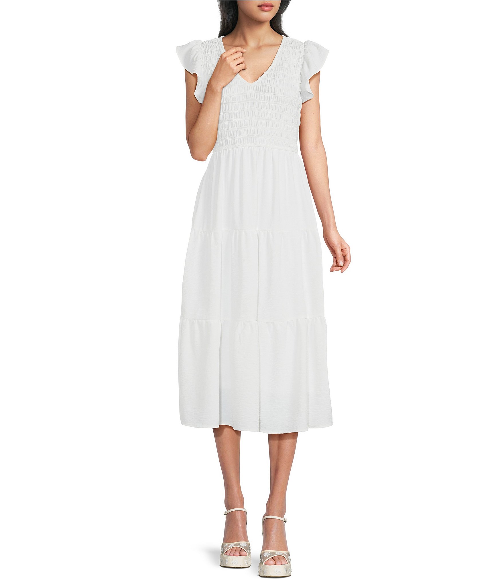 slim fit dress slacks Seamed Fit And Flare Midi Dress main image 1
