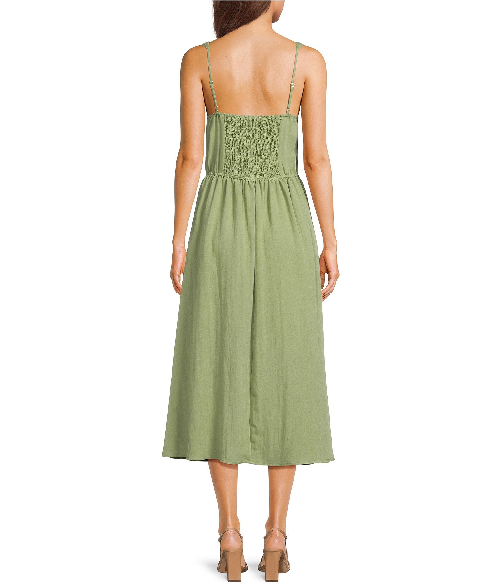 Blu Pepper Square Neck Corset Inspired Midi Dress