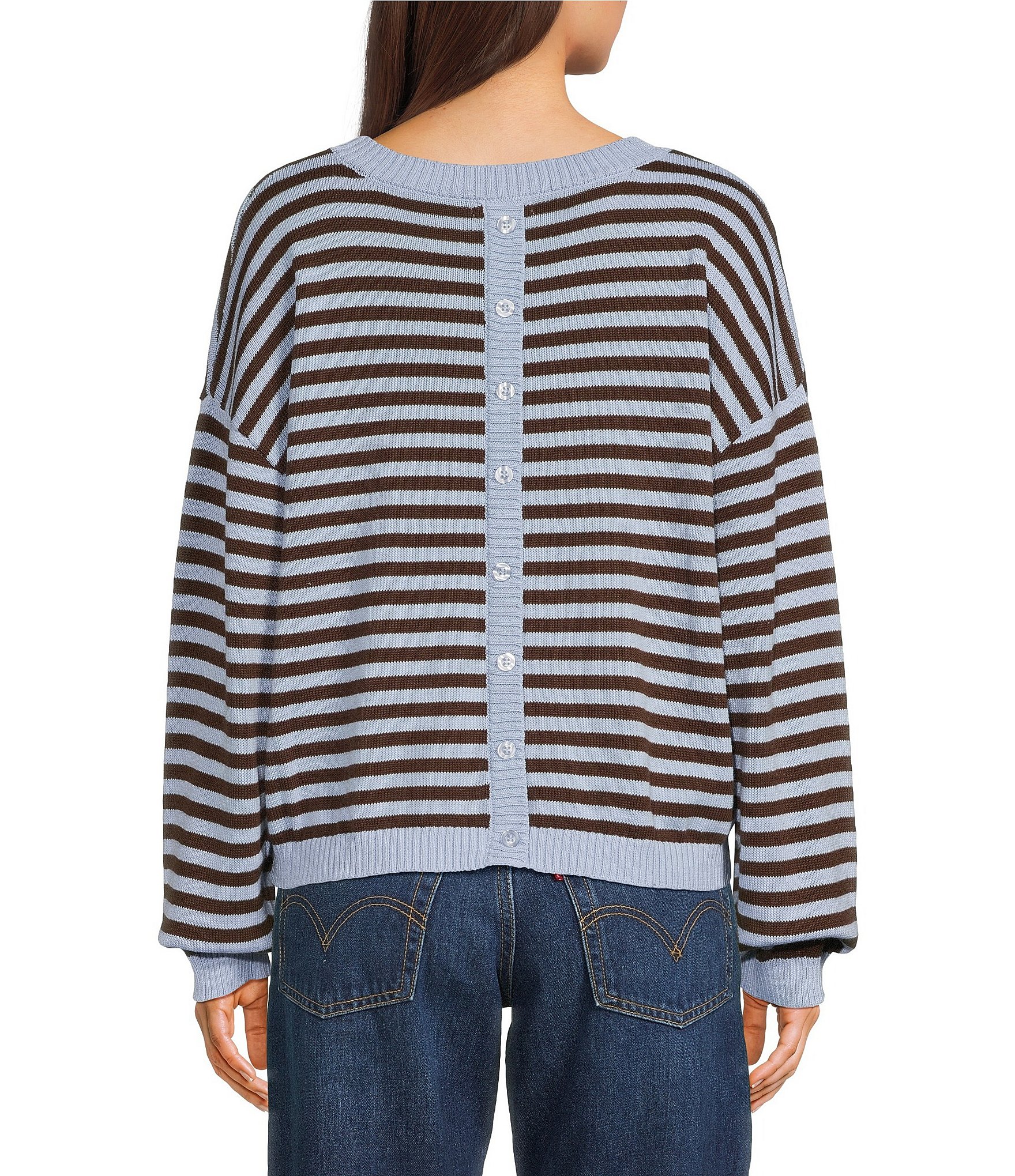 Blu Pepper Striped Long Sleeve Knit Sweater