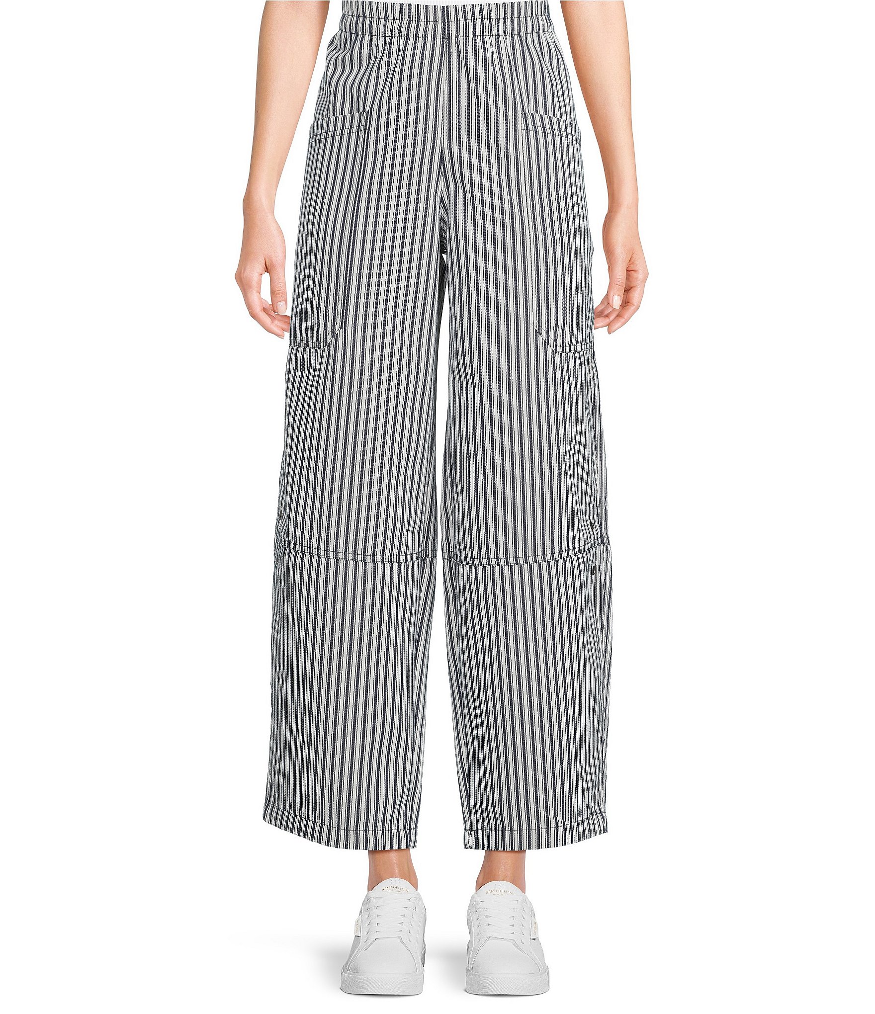 Blu Pepper Striped Pocket Wide Leg Pants