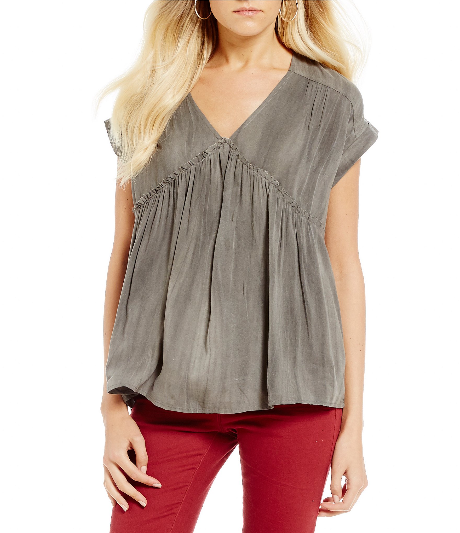 Blu Pepper VNeck ShortSleeve Peasant Top Dillards