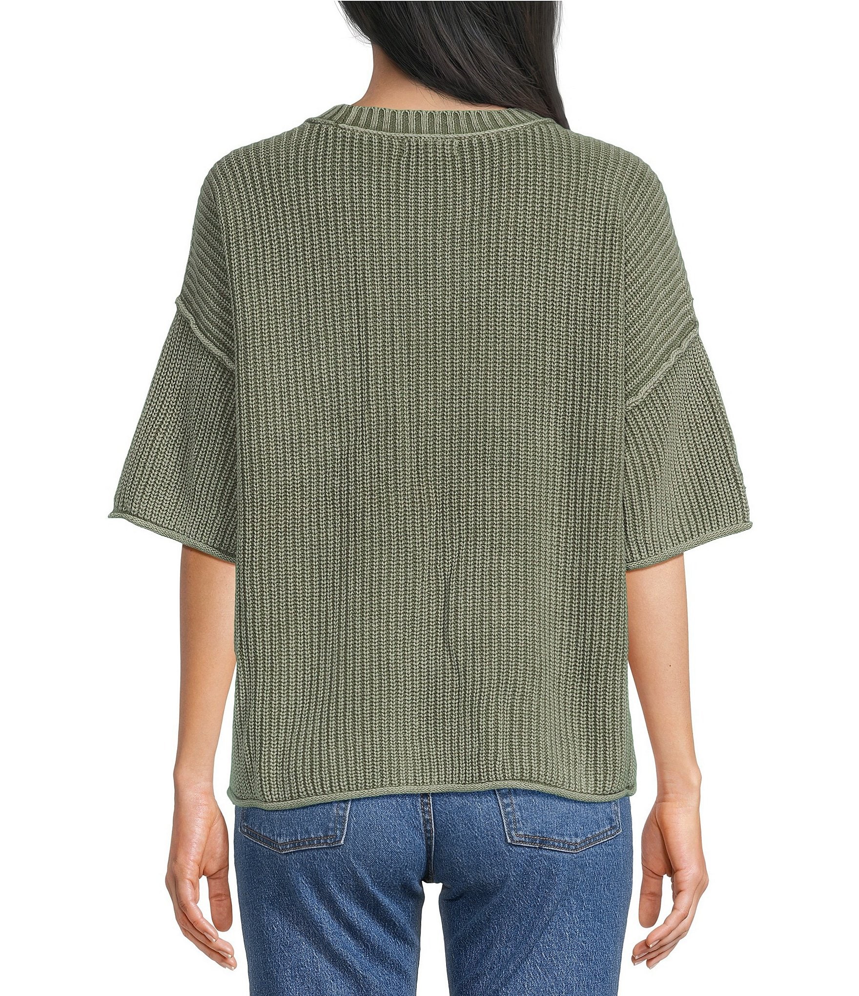 Blu Pepper Washed Drop Shoulder Sweater