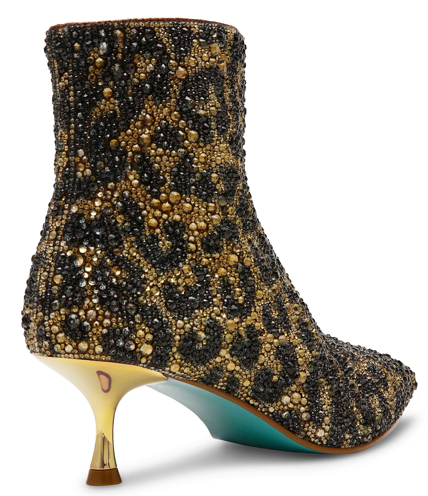 Blue by Betsey Johnson Ash Leopard Print Rhinestone Kitten Heel Booties