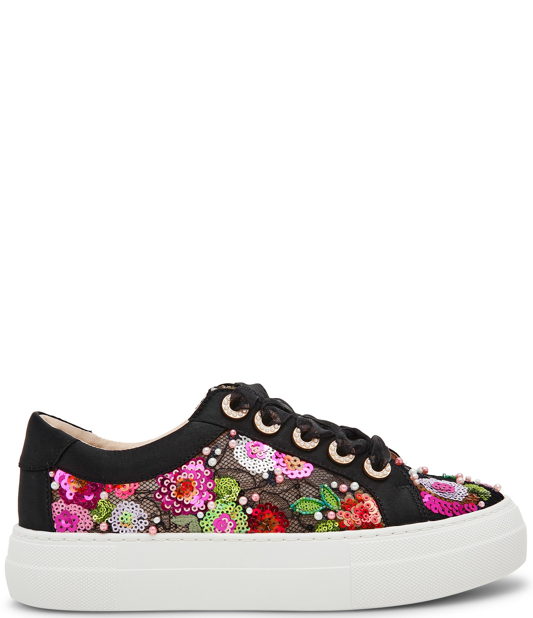 Blue by Betsey Johnson Bonny Floral Embroidered Platform Sneakers
