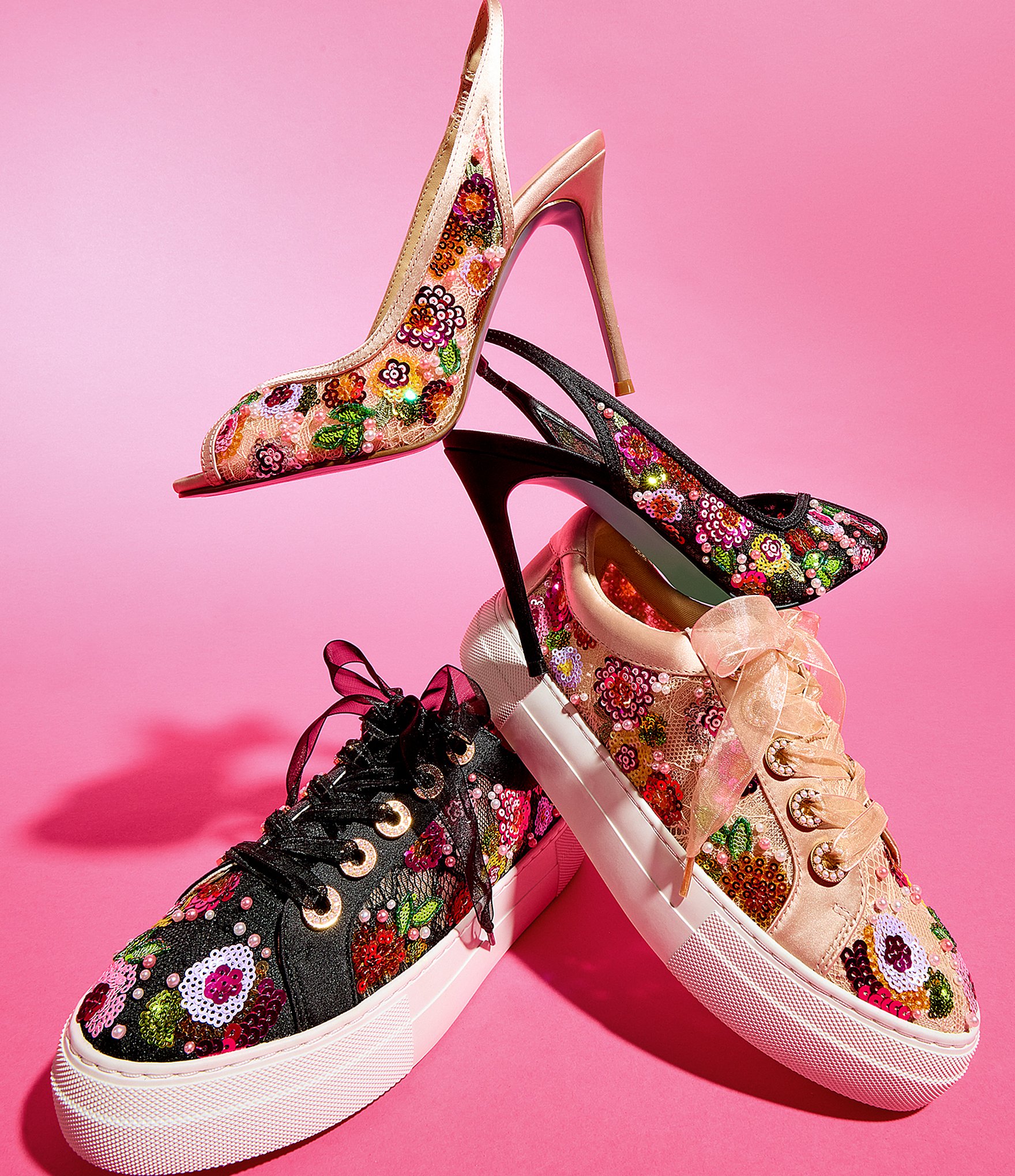 Blue by Betsey Johnson Bonny Floral Embroidered Platform Sneakers