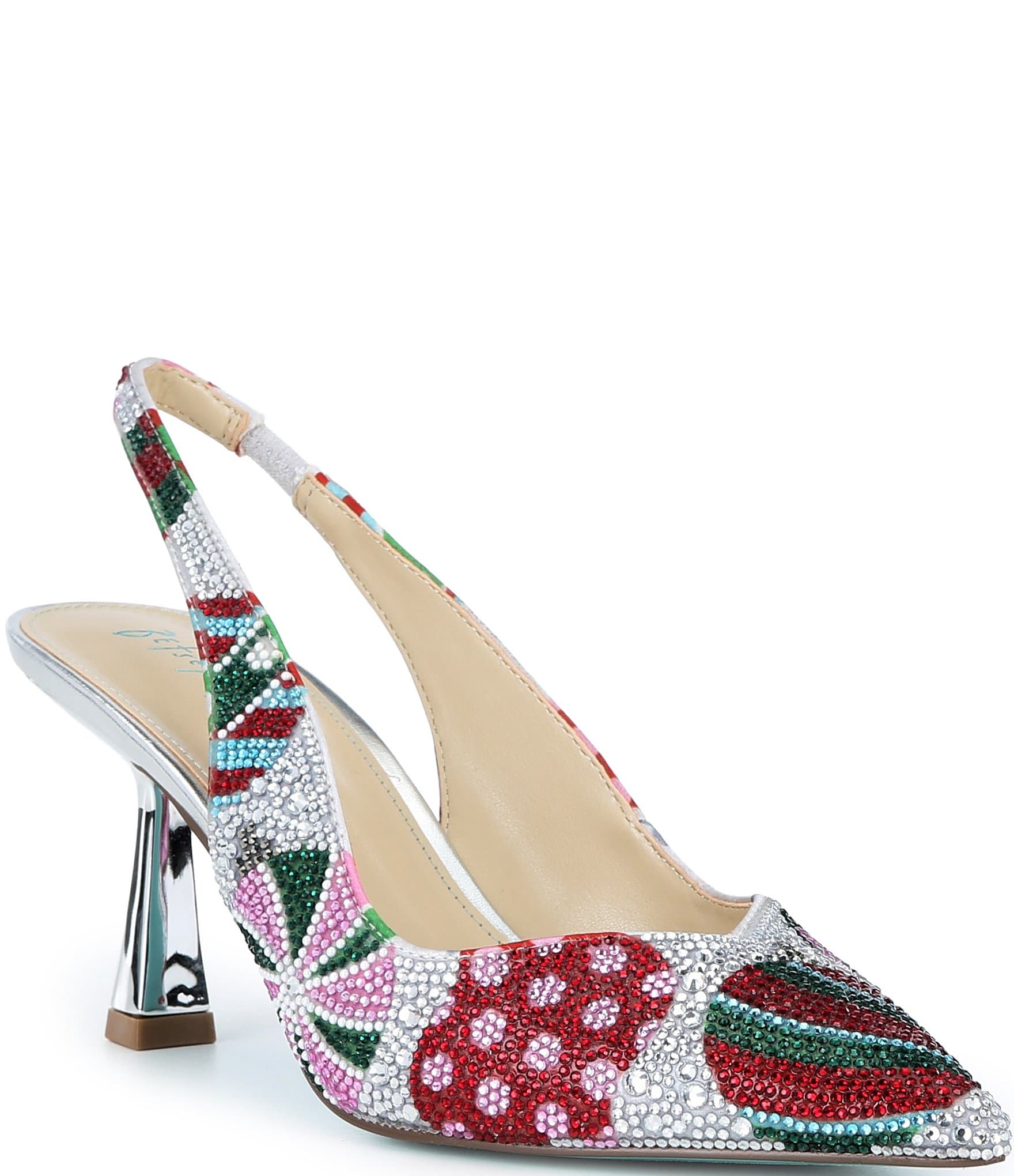 Blue by Betsey Johnson Clark Ornament Print Slingback Pumps