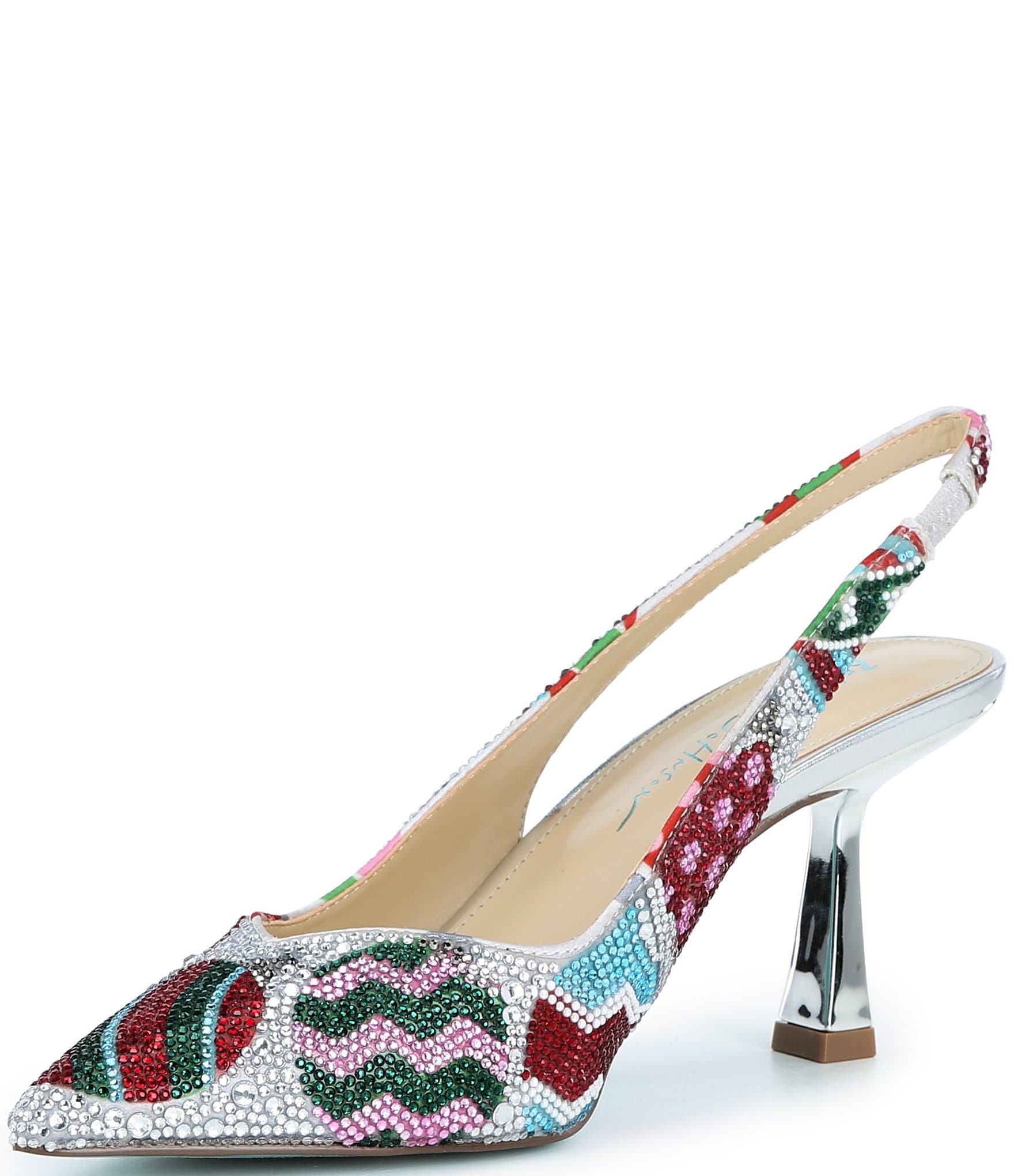 Blue by Betsey Johnson Clark Ornament Print Slingback Pumps