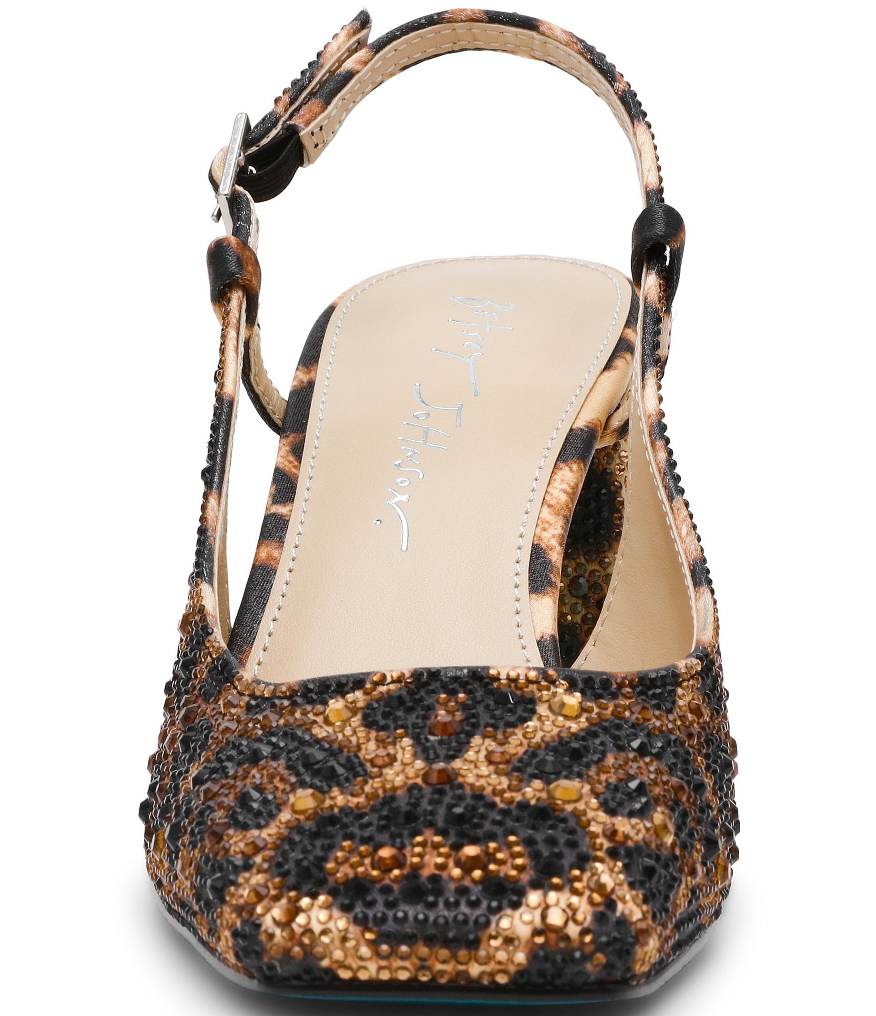 Blue by Betsey Johnson Elias Leopard Rhinestone Embellished Slingback Pumps