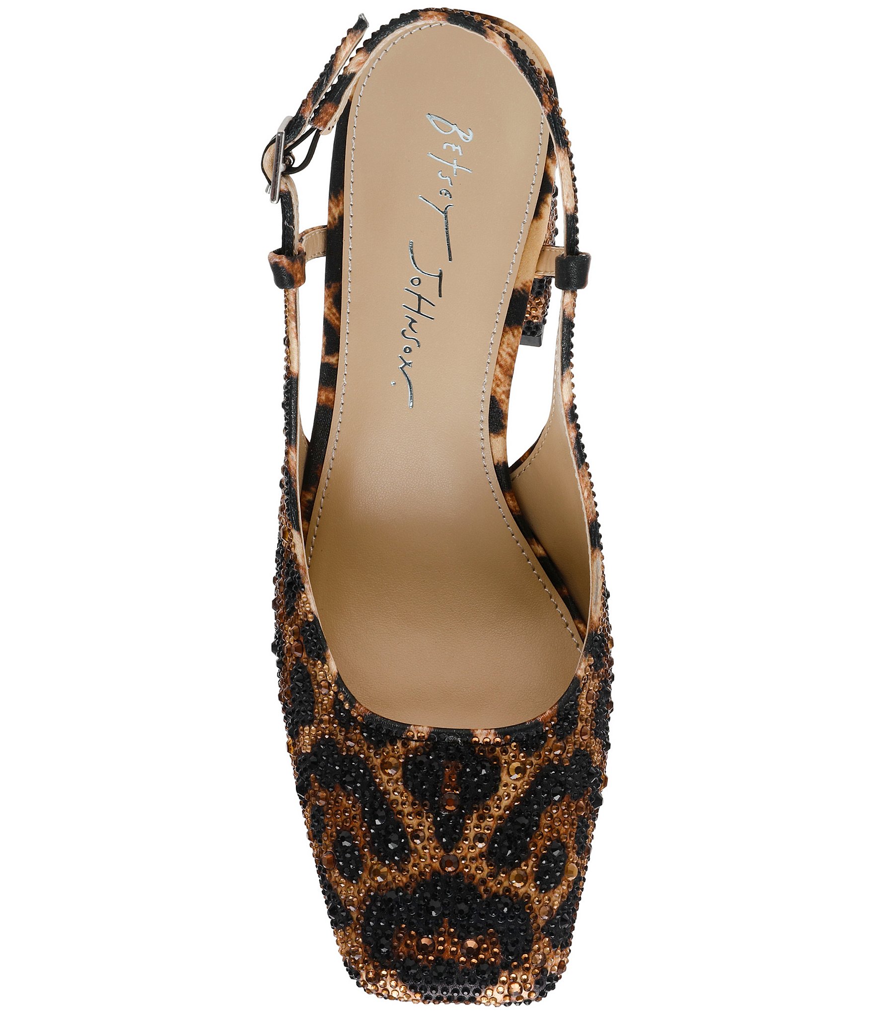 Blue by Betsey Johnson Elias Leopard Rhinestone Embellished Slingback Pumps