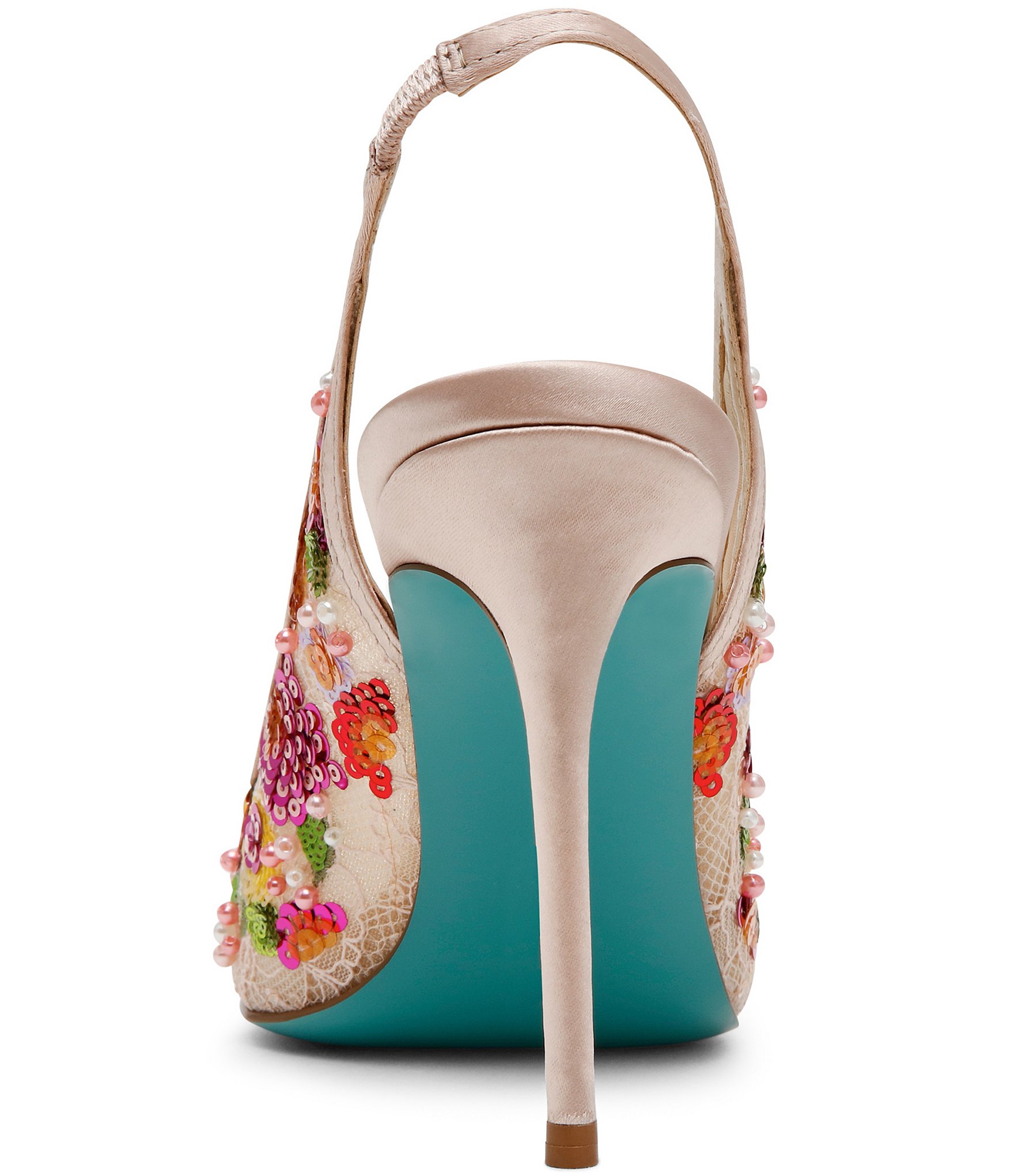 Blue by Betsey Johnson Gerri Beaded Slingback Peep Toe Pumps