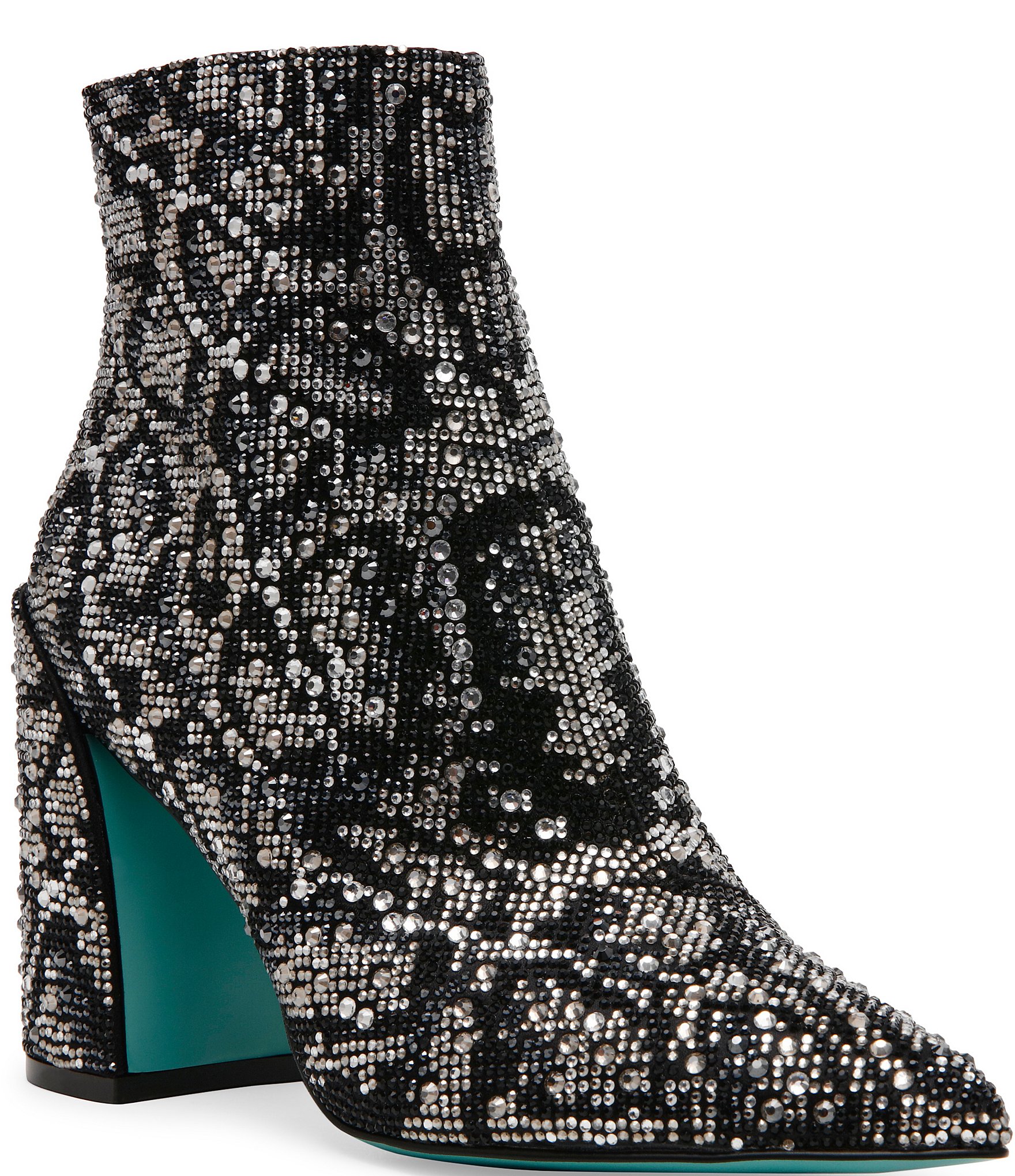 Blue by Betsey Johnson Kris Snake Print Rhinestone Booties | Dillard's