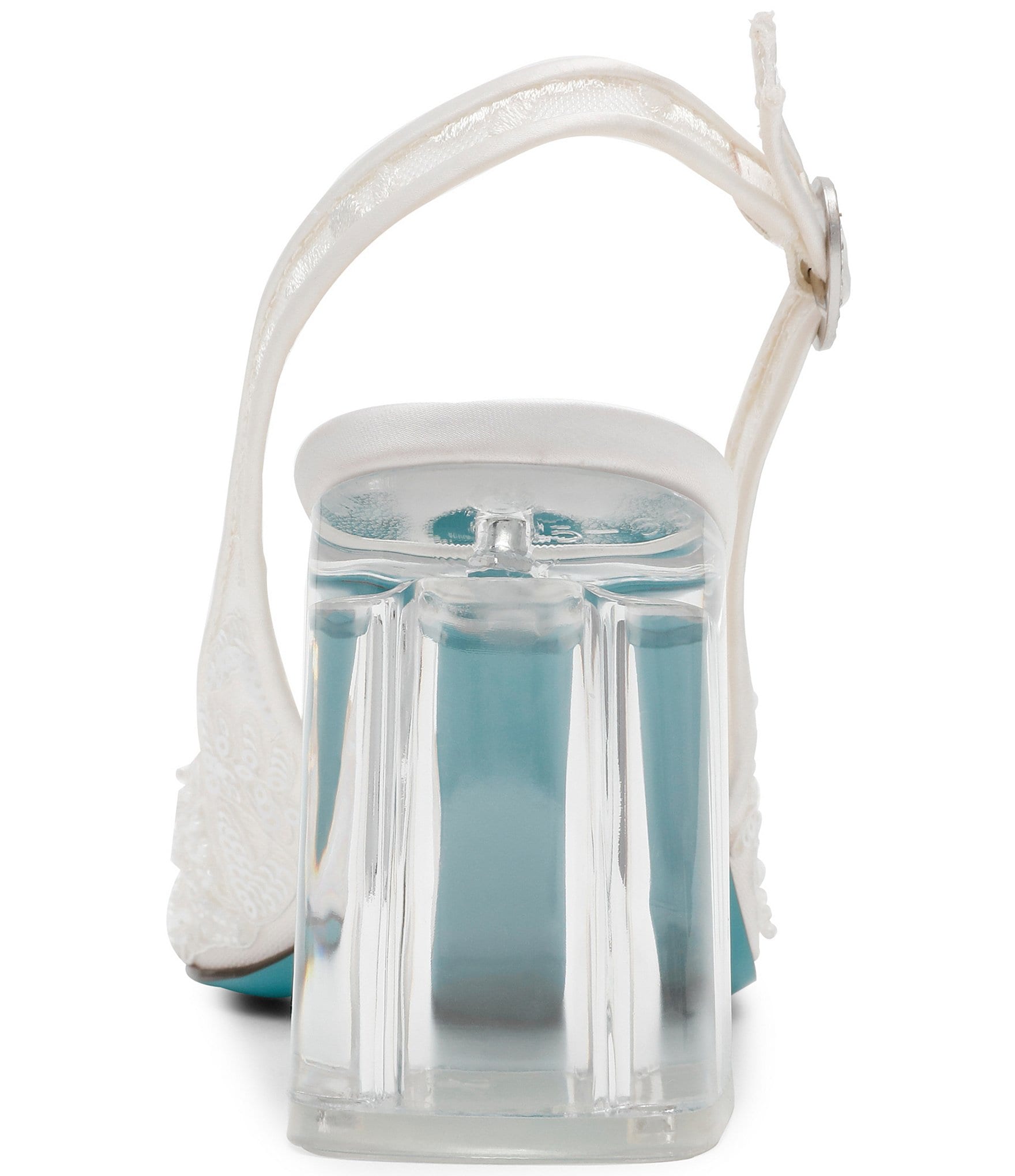 Blue by Betsey Johnson Ninah Mesh Embellished Clear Heel Slingback Pumps