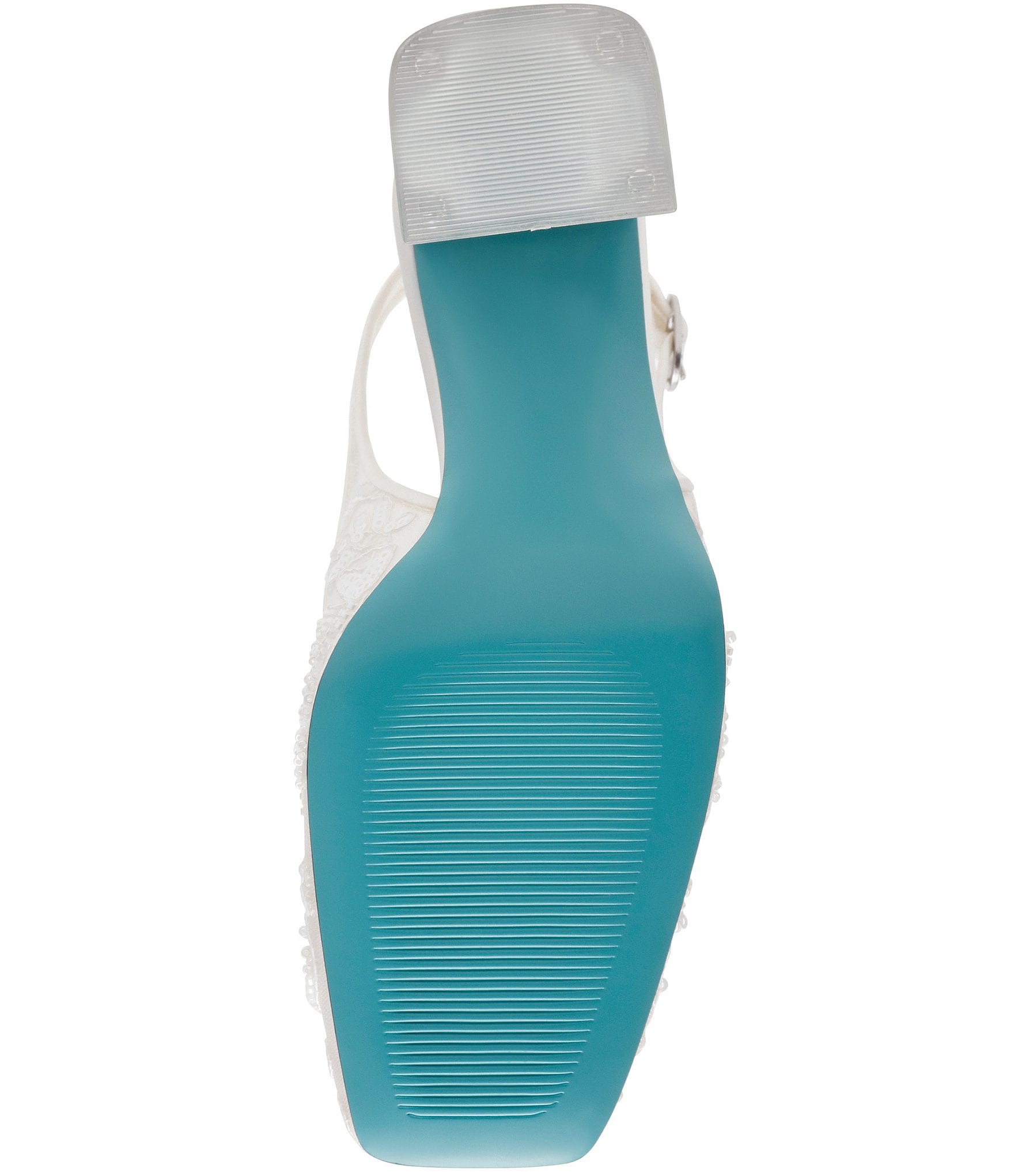 Blue by Betsey Johnson Ninah Mesh Embellished Clear Heel Slingback Pumps