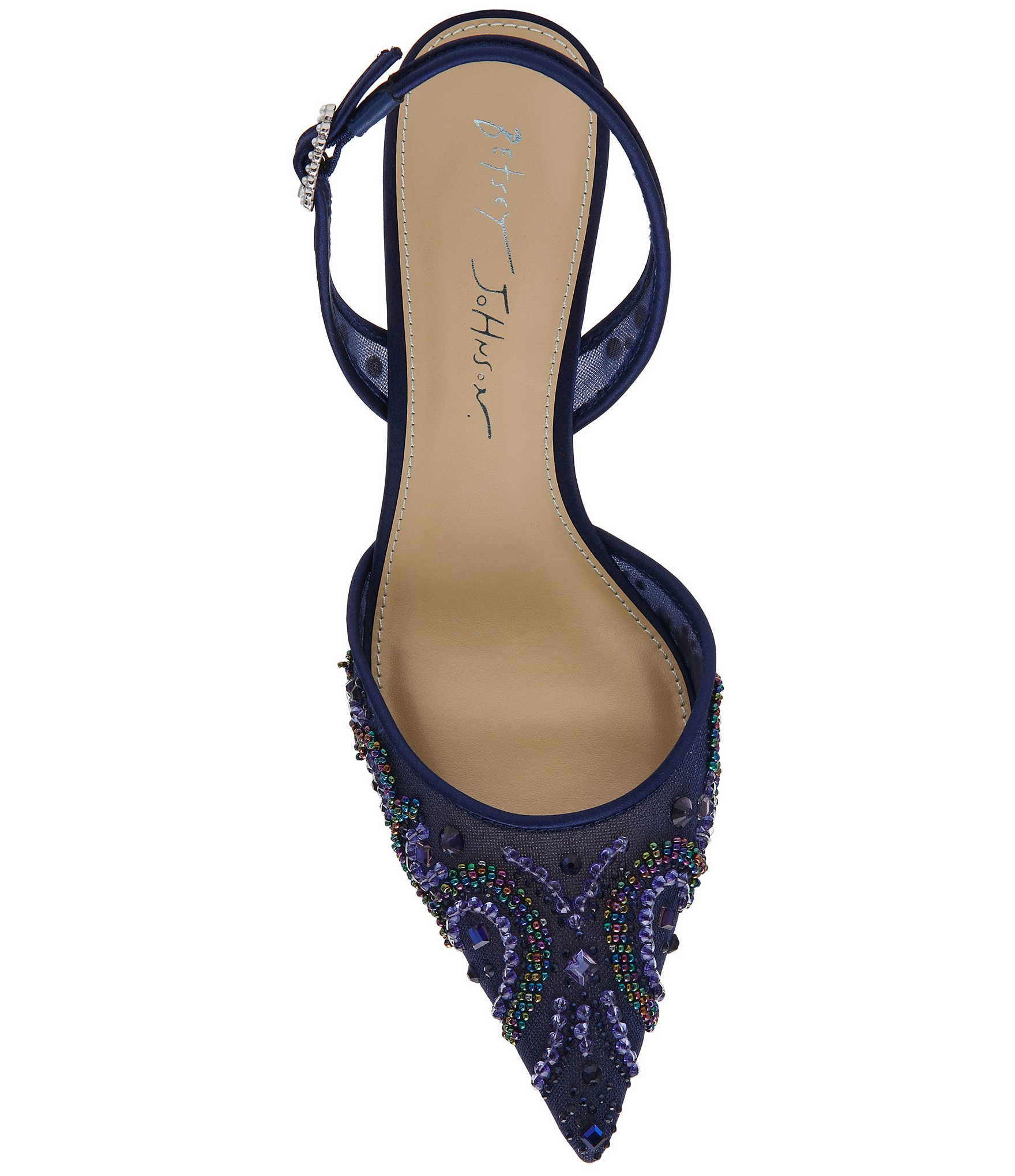 Blue by Betsey Johnson Prim Mesh Bead Embellished Slingback Pumps