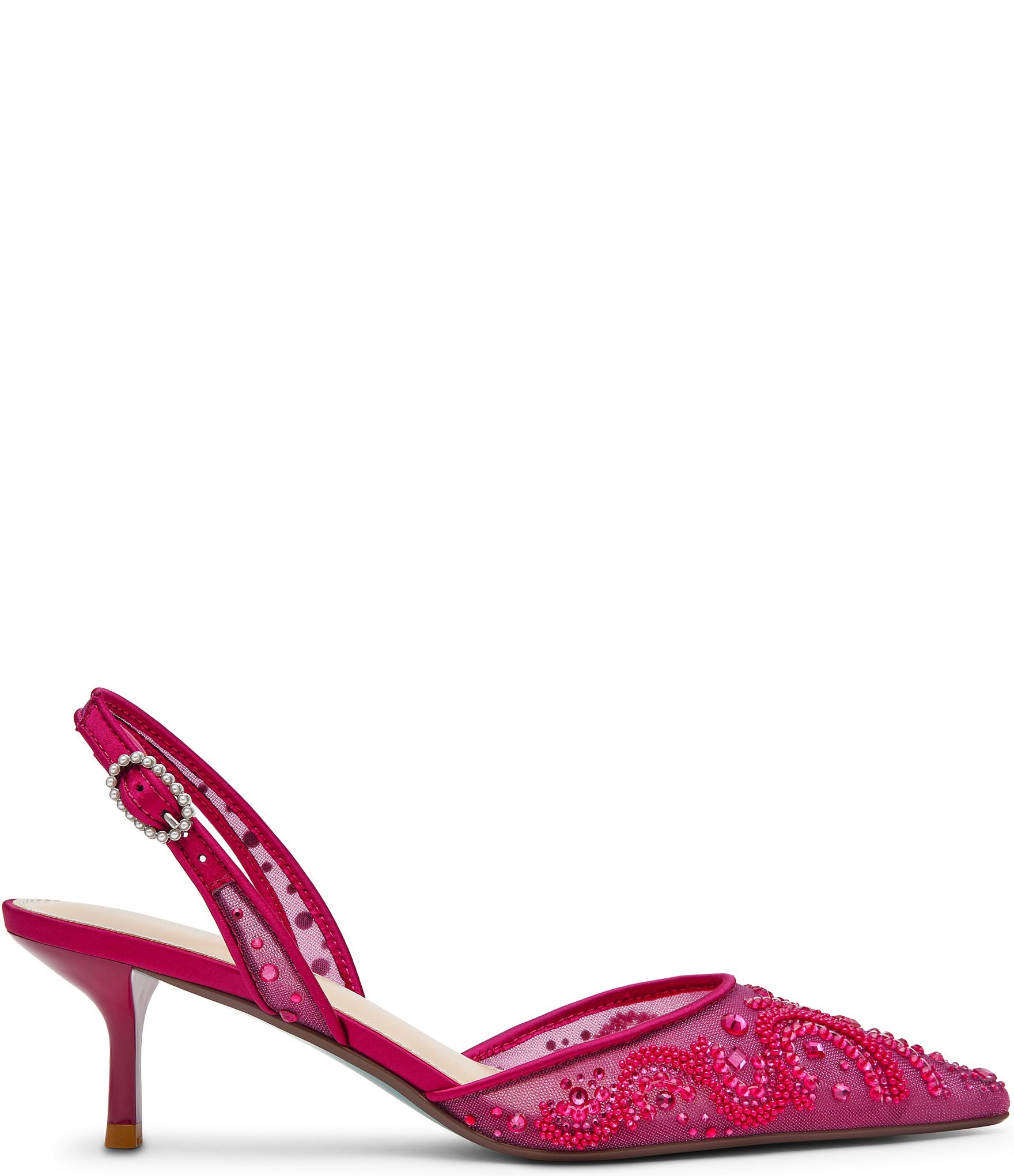 Blue by Betsey Johnson Prim Mesh Bead Embellished Slingback Pumps