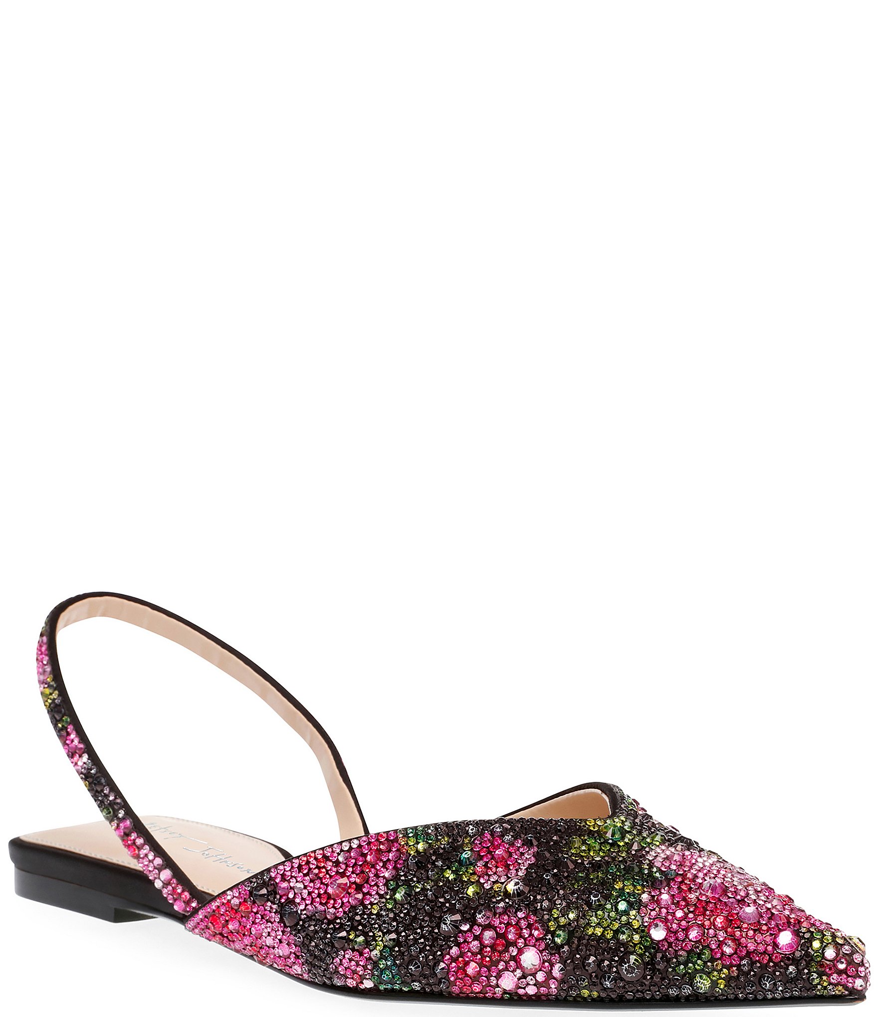 Blue by Betsey Johnson Vance Floral Rhinestone Slingback Dress Flats ...