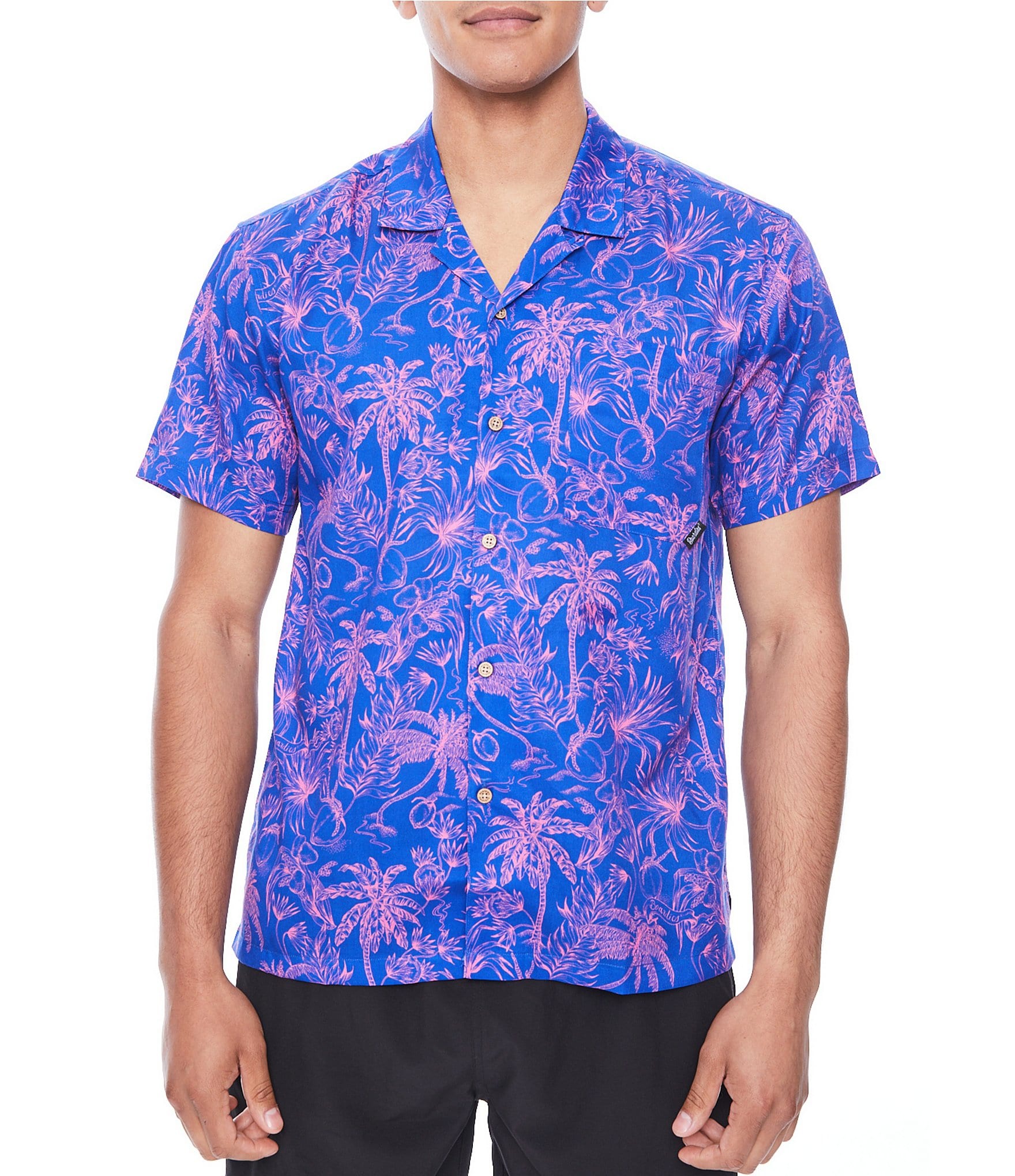 Boardies Short Sleeve Palms Camp Collar Button-Front Shirt | Dillard's
