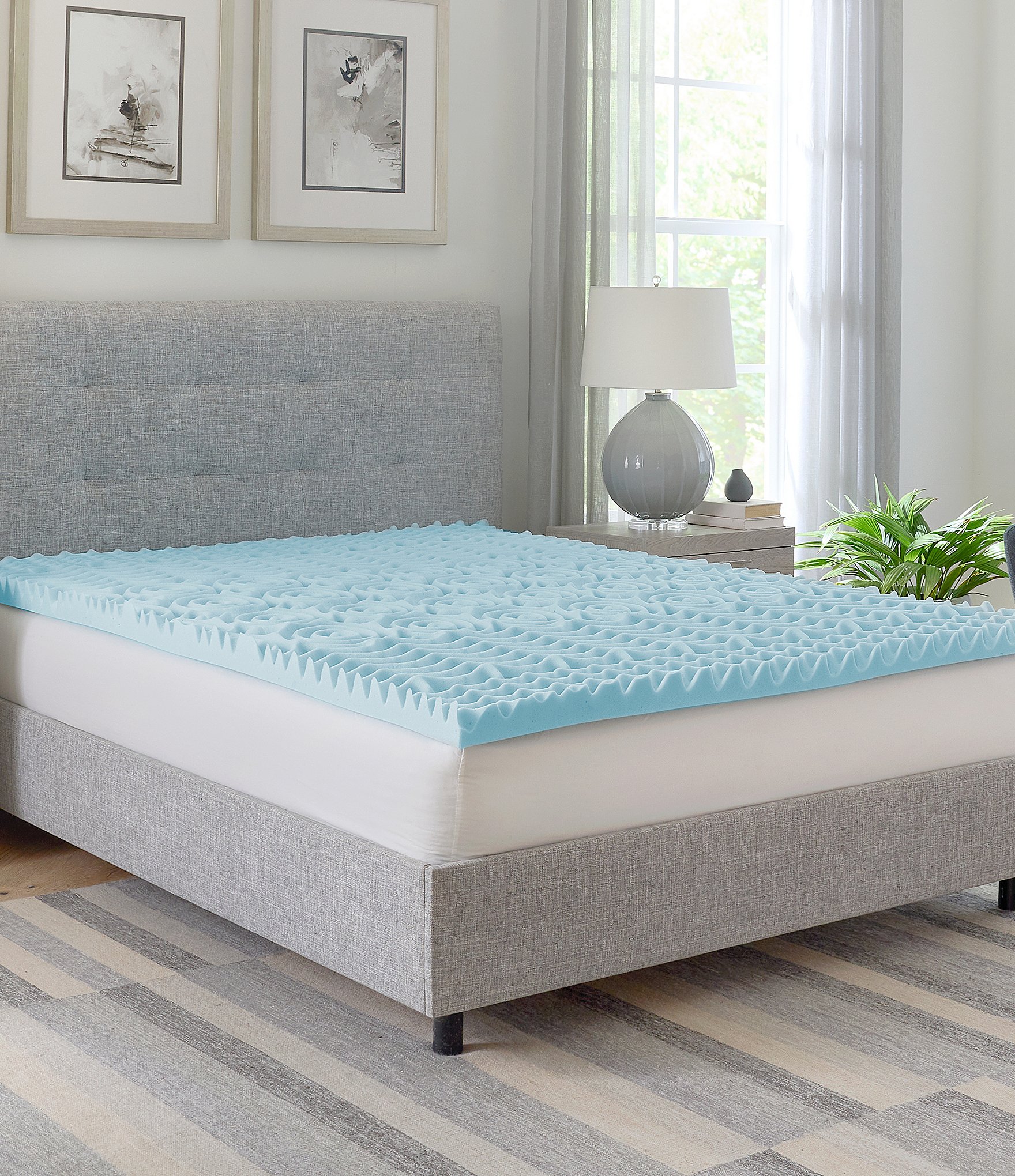 BodiPEDIC 2-Inch Gel-Infused Zoned Convoluted Memory Foam Mattress Bed ...