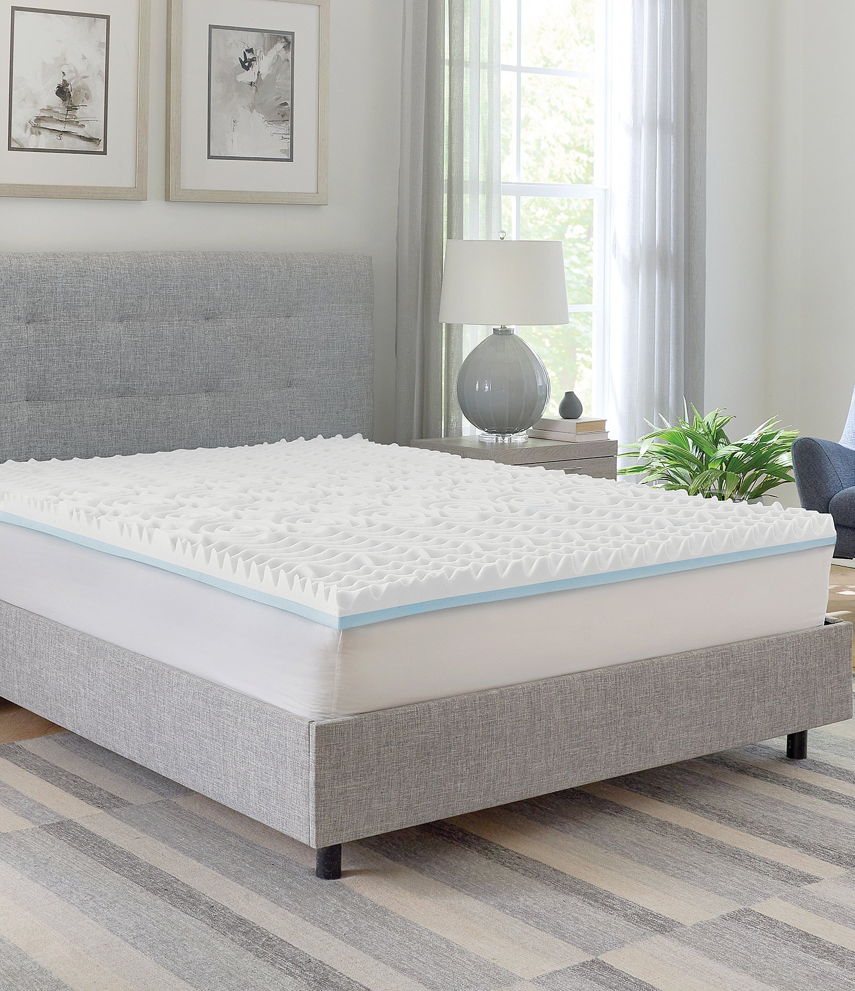 BodiPEDIC 3-Inch Reversible Dual Sided Memory Foam Mattress Bed Topper